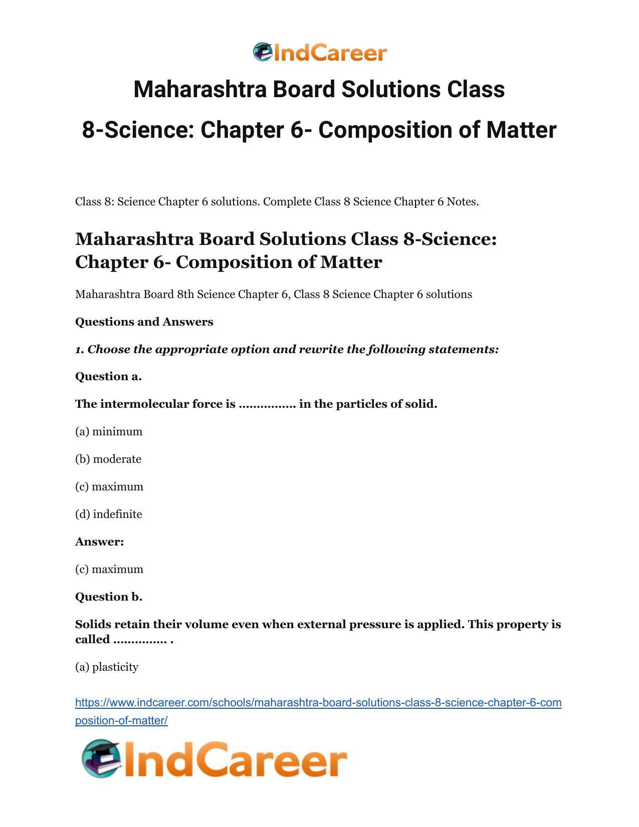 Maharashtra Board Solutions Class 8-Science: Chapter 6- Composition of Matter - Page 2