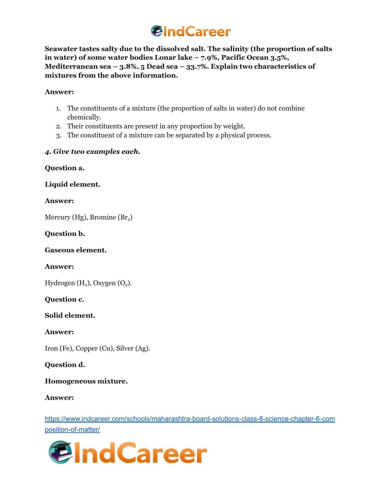Maharashtra Board Solutions Class 8-Science: Chapter 6- Composition of Matter - Page 7