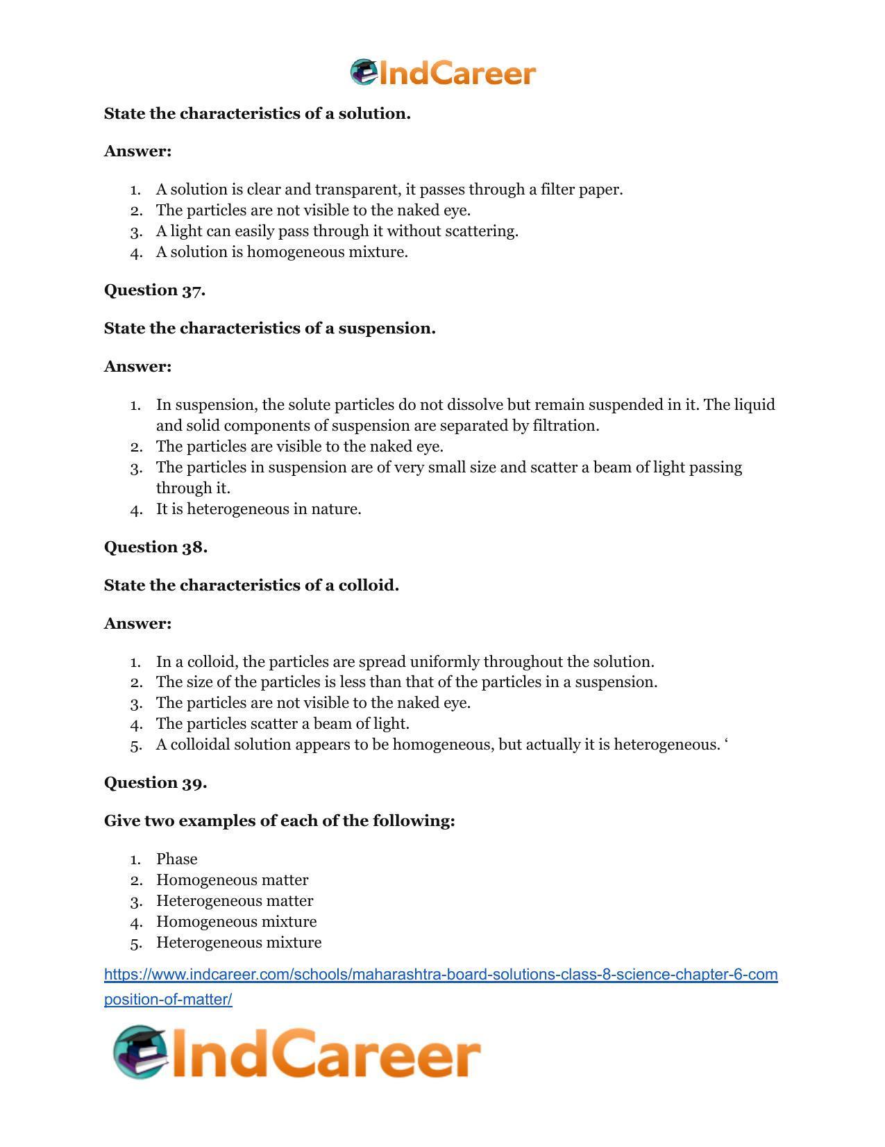 Maharashtra Board Solutions Class 8-Science: Chapter 6- Composition of Matter - Page 36