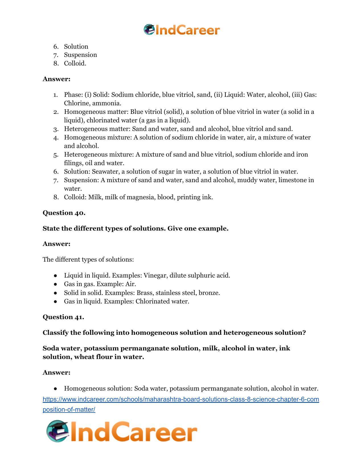 Maharashtra Board Solutions Class 8-Science: Chapter 6- Composition of Matter - Page 37