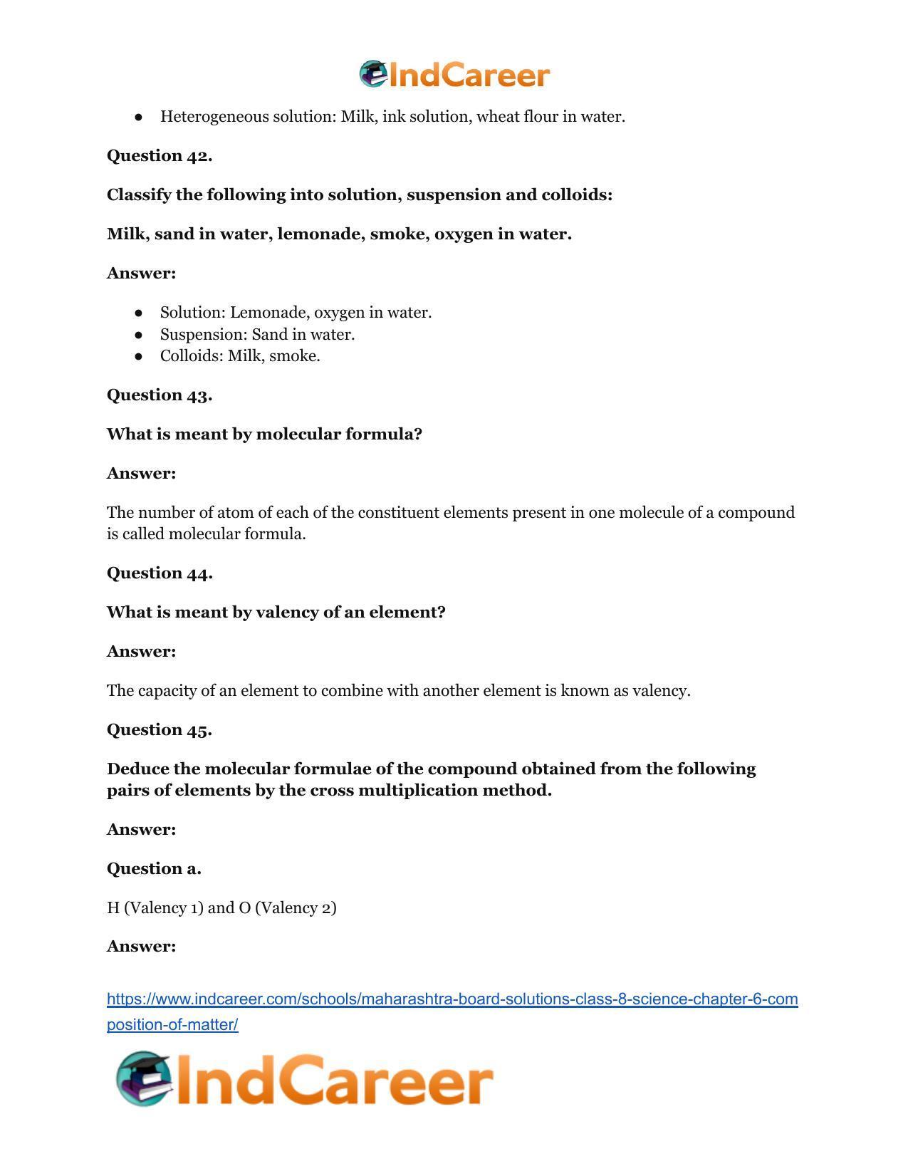 Maharashtra Board Solutions Class 8-Science: Chapter 6- Composition of Matter - Page 38