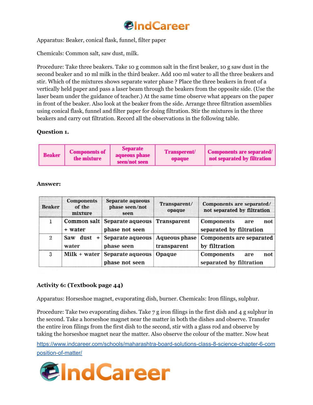 Maharashtra Board Solutions Class 8-Science: Chapter 6- Composition of Matter - Page 50