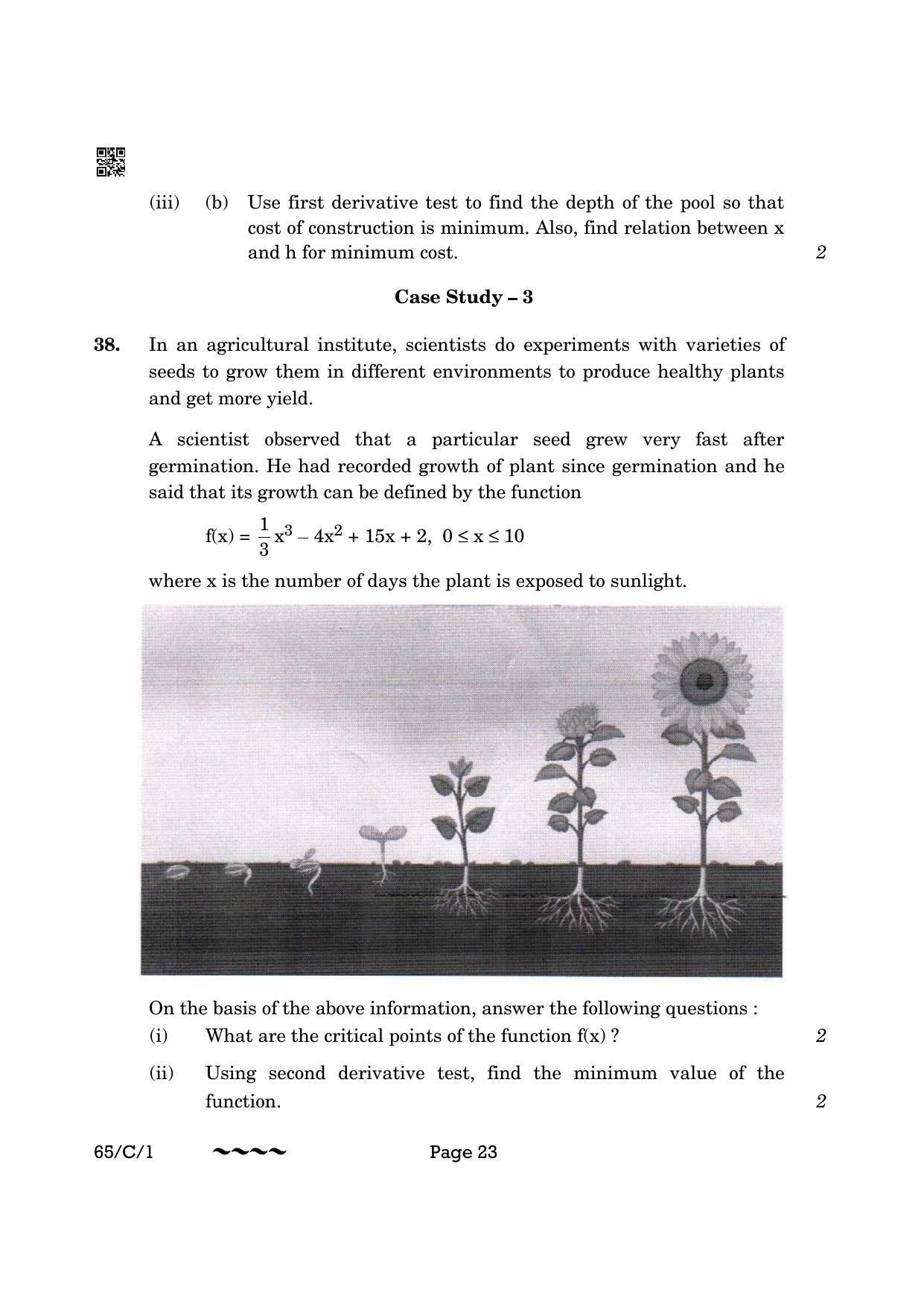 CBSE Class 12 65-1- Mathematics 2023 (Compartment) Question Paper - Page 23