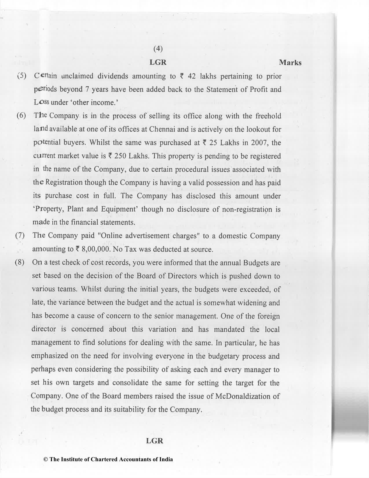CA Final Jan 2021 Question Paper - Paper 6F – Multidisciplinary Case Study - Page 4