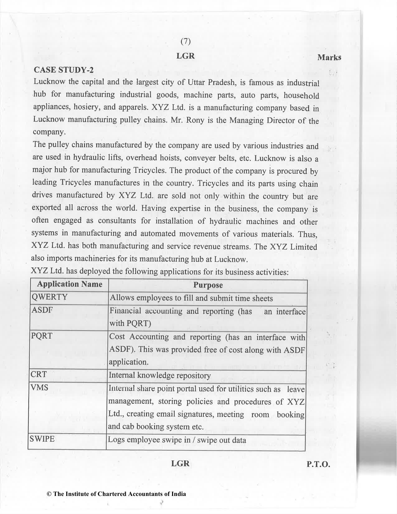 CA Final Jan 2021 Question Paper - Paper 6F – Multidisciplinary Case Study - Page 7