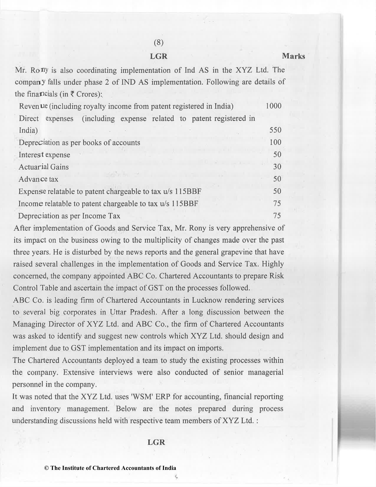 CA Final Jan 2021 Question Paper - Paper 6F – Multidisciplinary Case Study - Page 8