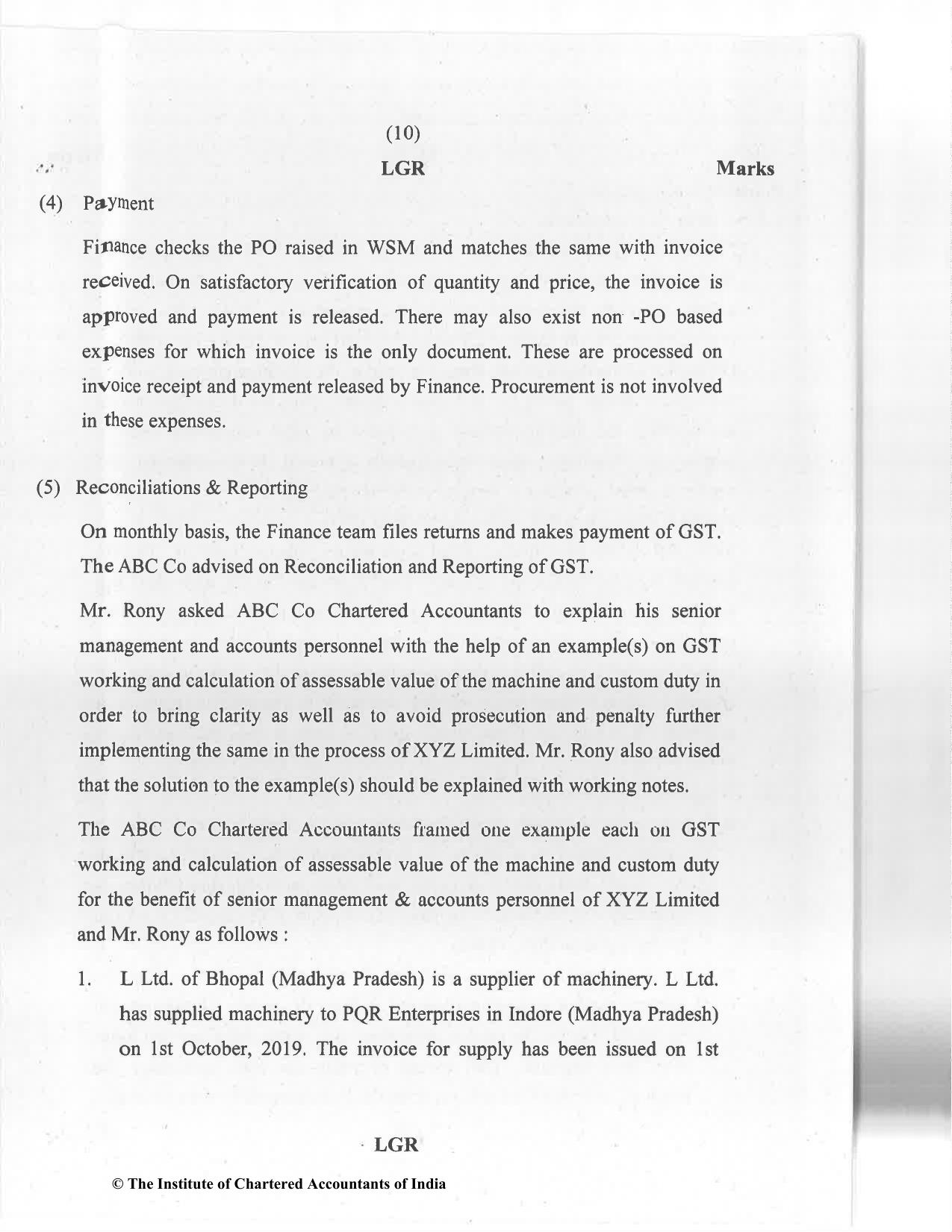 CA Final Jan 2021 Question Paper - Paper 6F – Multidisciplinary Case Study - Page 10