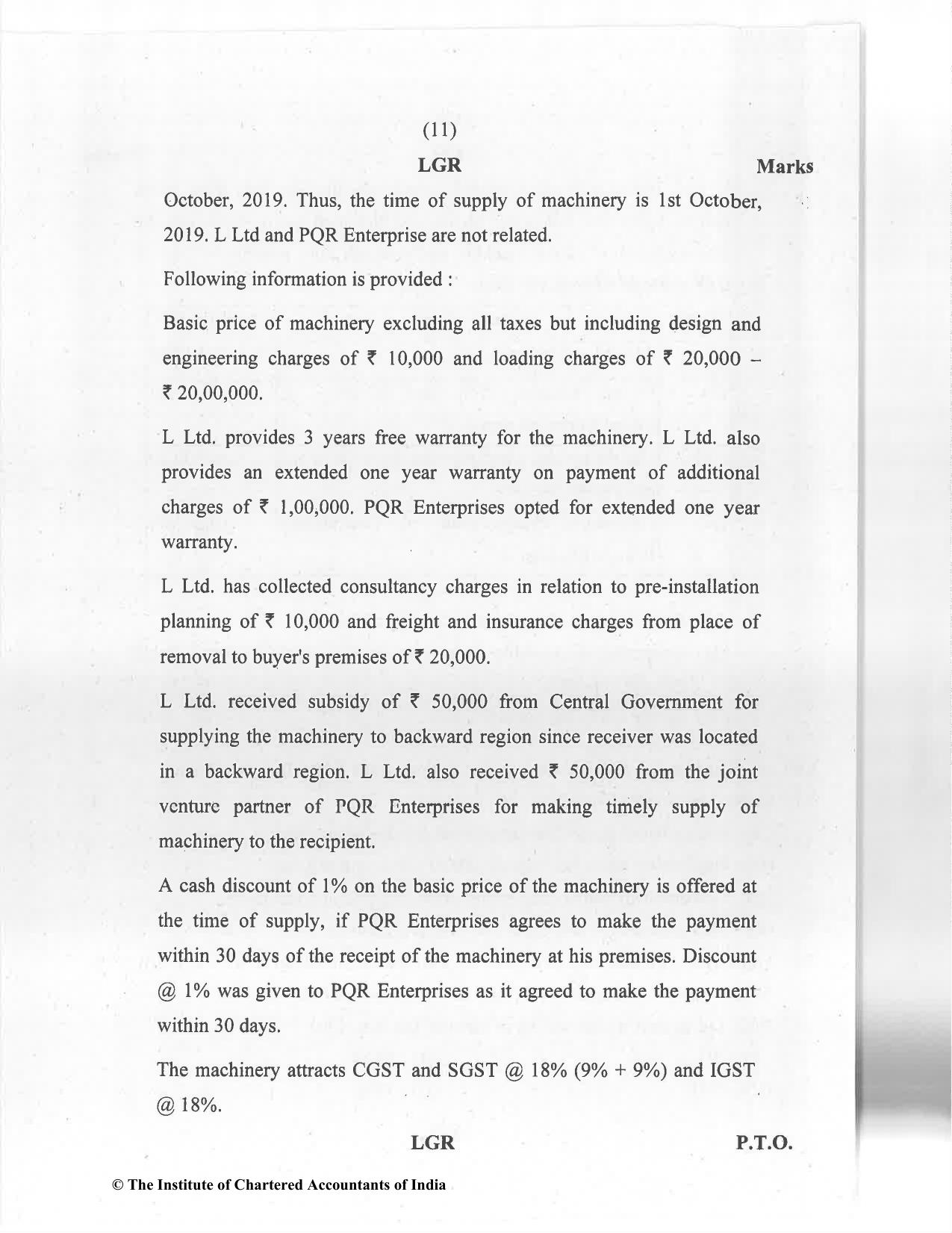 CA Final Jan 2021 Question Paper - Paper 6F – Multidisciplinary Case Study - Page 11