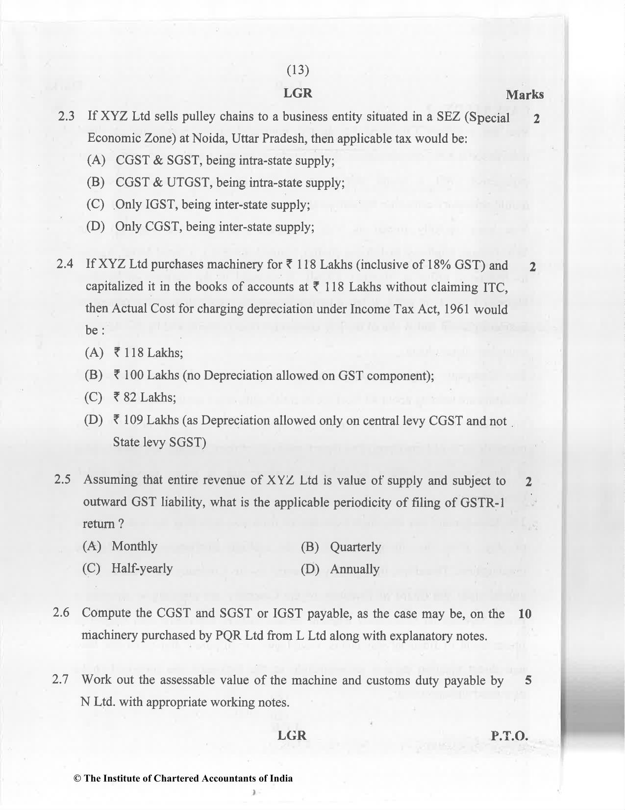 CA Final Jan 2021 Question Paper - Paper 6F – Multidisciplinary Case Study - Page 13