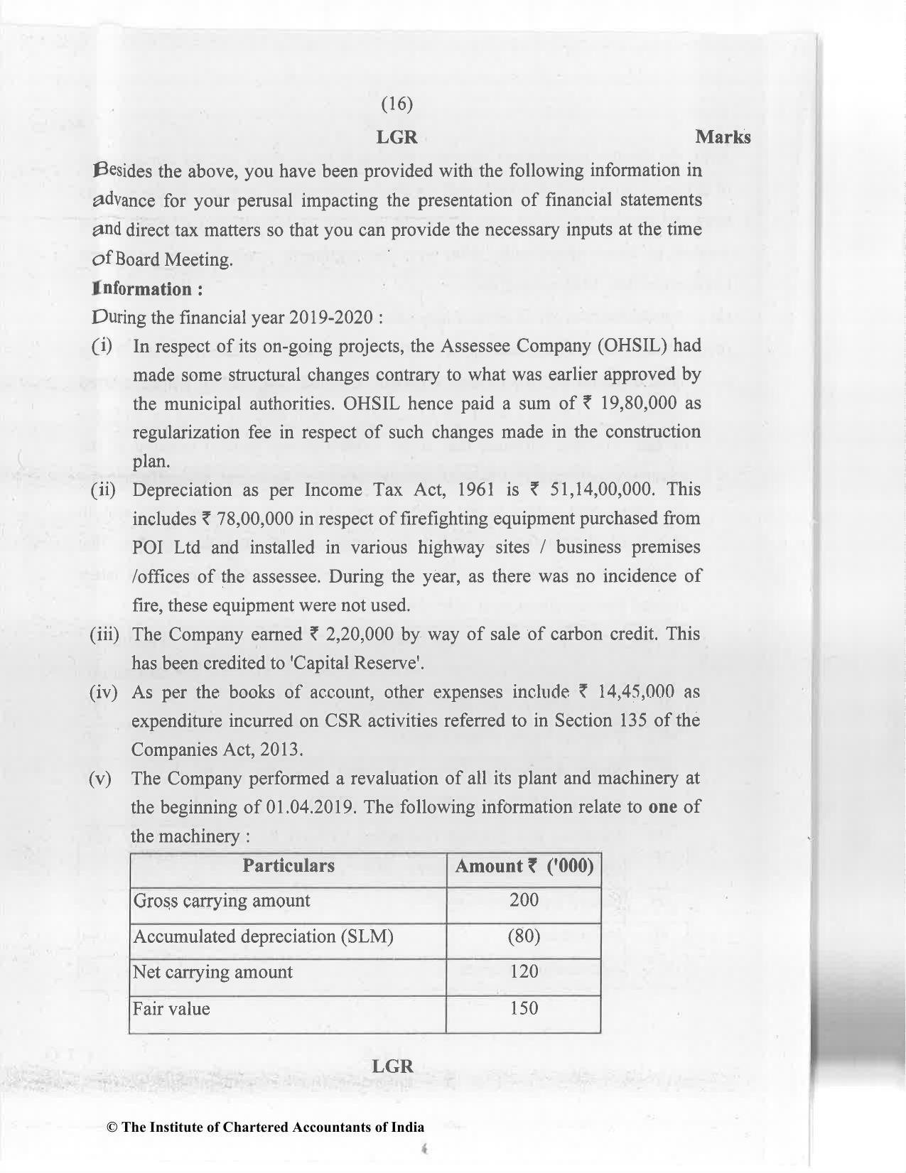 CA Final Jan 2021 Question Paper - Paper 6F – Multidisciplinary Case Study - Page 16