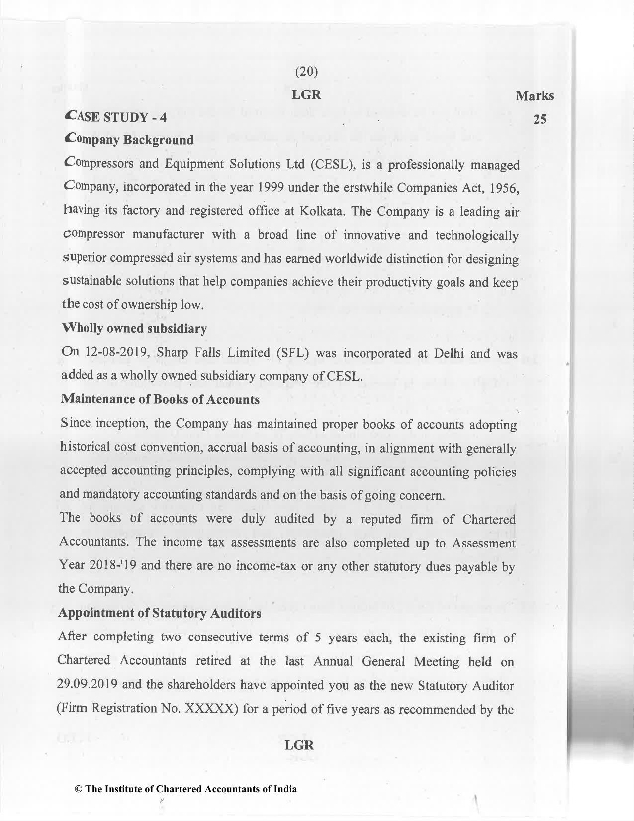 CA Final Jan 2021 Question Paper - Paper 6F – Multidisciplinary Case Study - Page 20