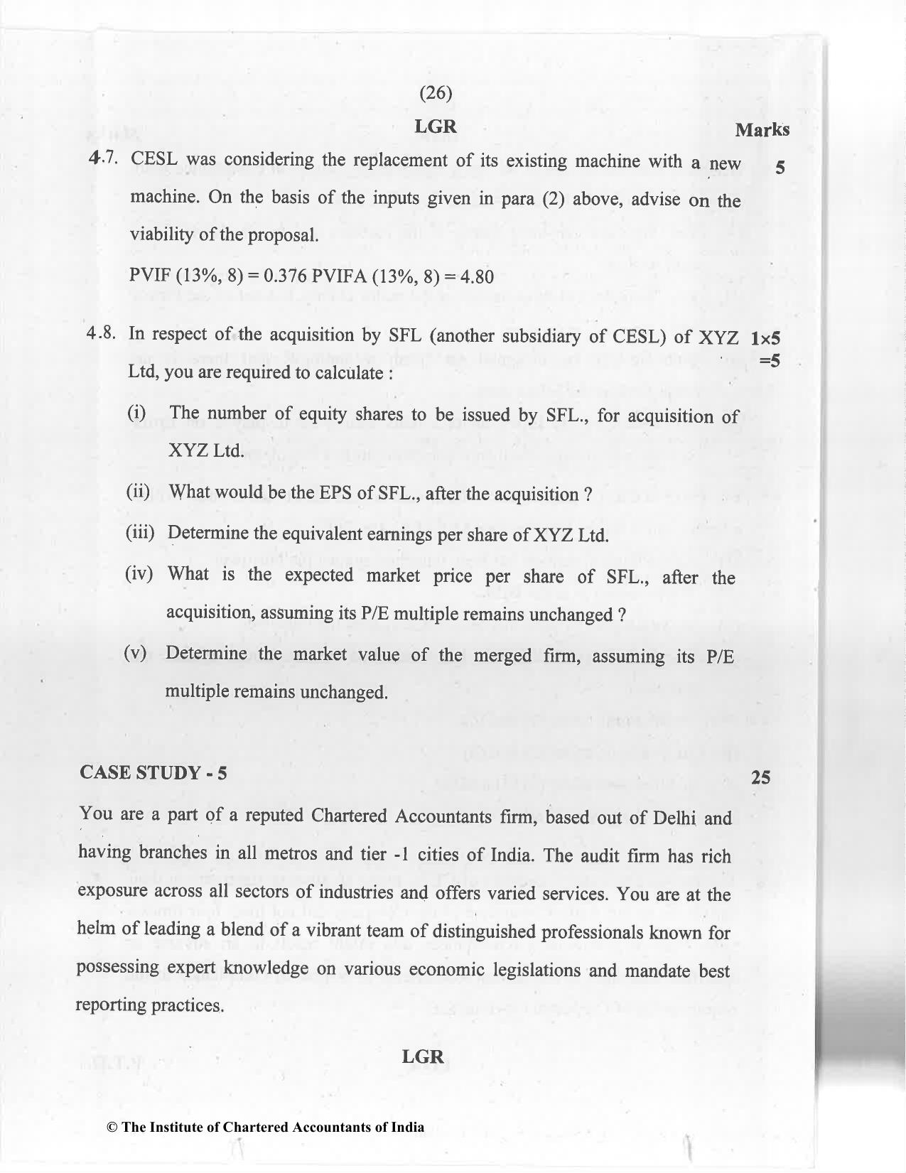 CA Final Jan 2021 Question Paper - Paper 6F – Multidisciplinary Case Study - Page 26