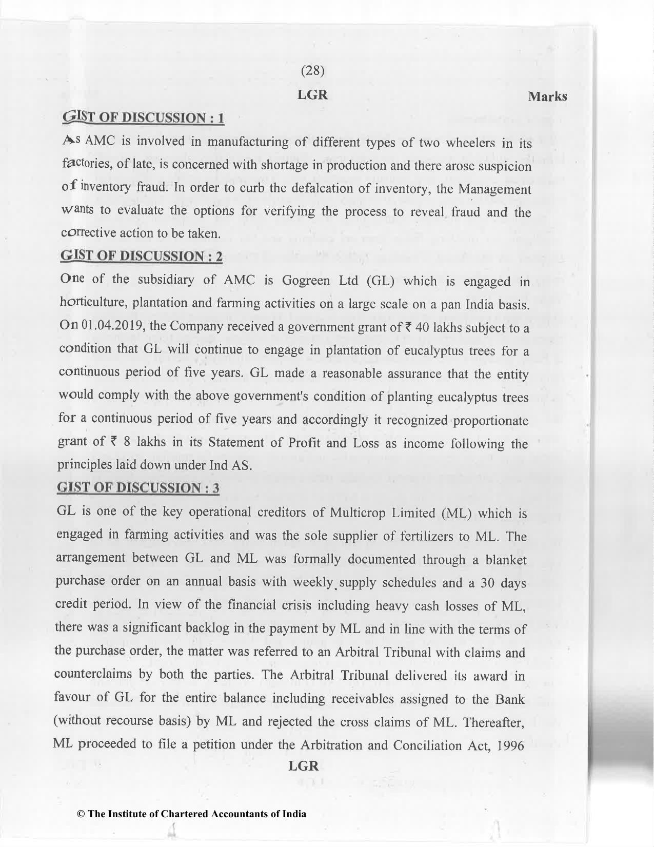 CA Final Jan 2021 Question Paper - Paper 6F – Multidisciplinary Case Study - Page 28