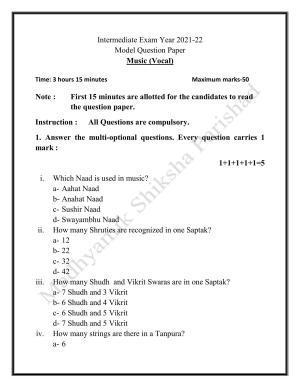 UP Board Class 12 Sangeet ( Gayan) Model Papers 2023