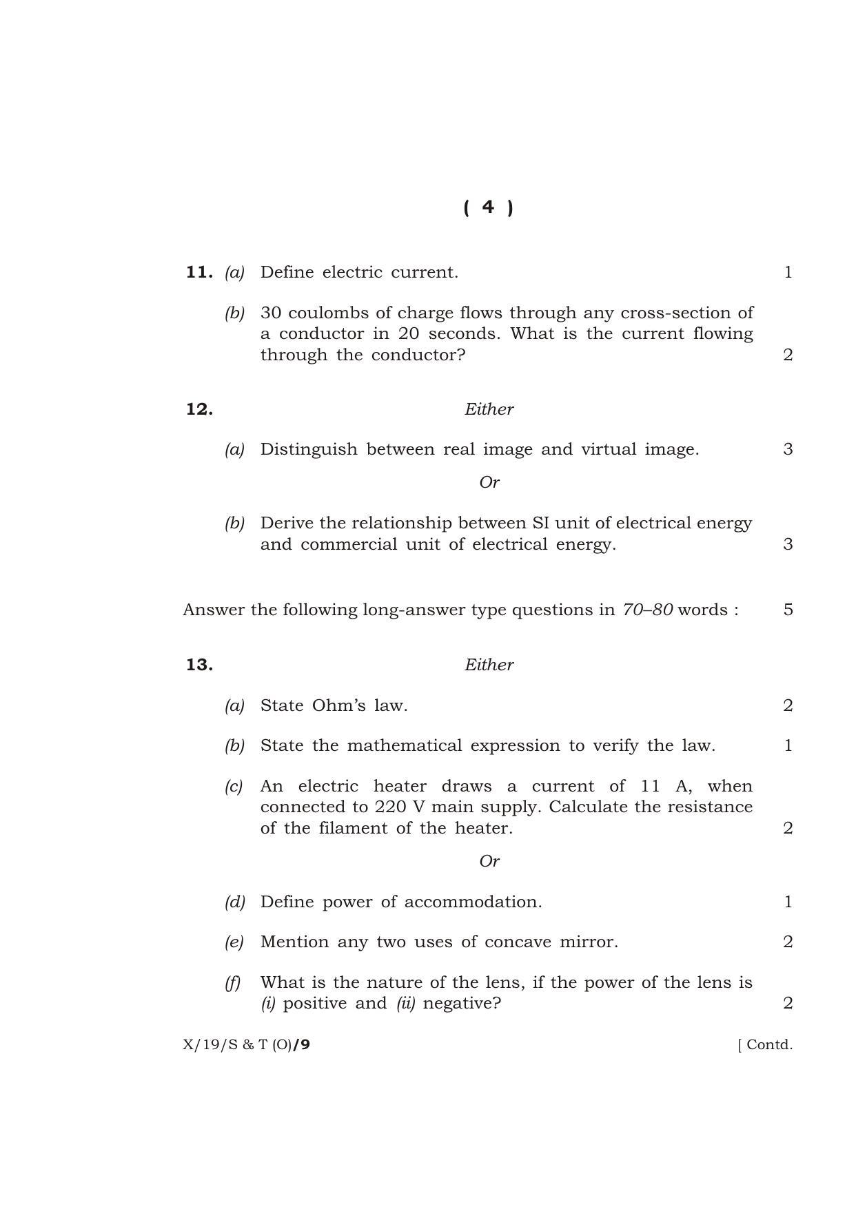 Meghalaya Board (MBOSE) Class 10 SCIENCE AND TECHNOLOGY ( Old Course ) 2019 Question Paper - Page 4