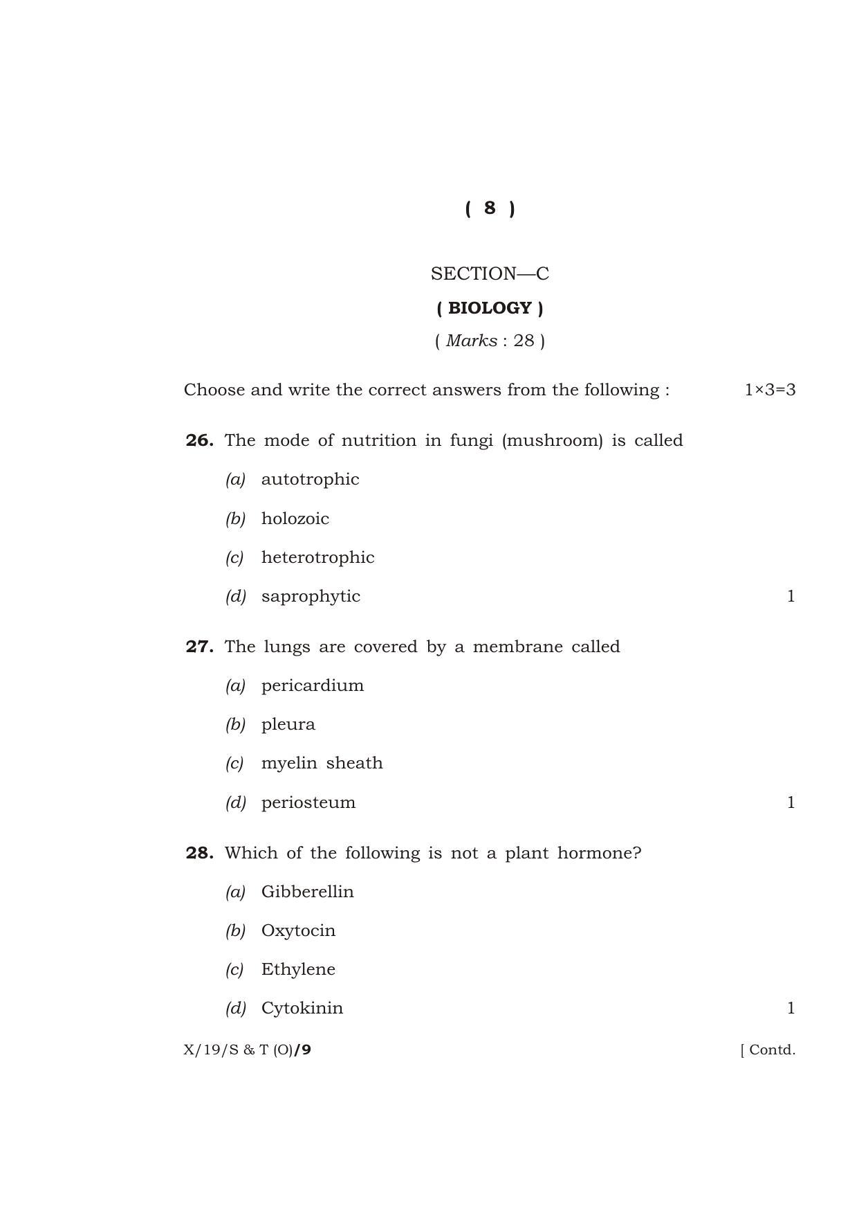 Meghalaya Board (MBOSE) Class 10 SCIENCE AND TECHNOLOGY ( Old Course ) 2019 Question Paper - Page 8