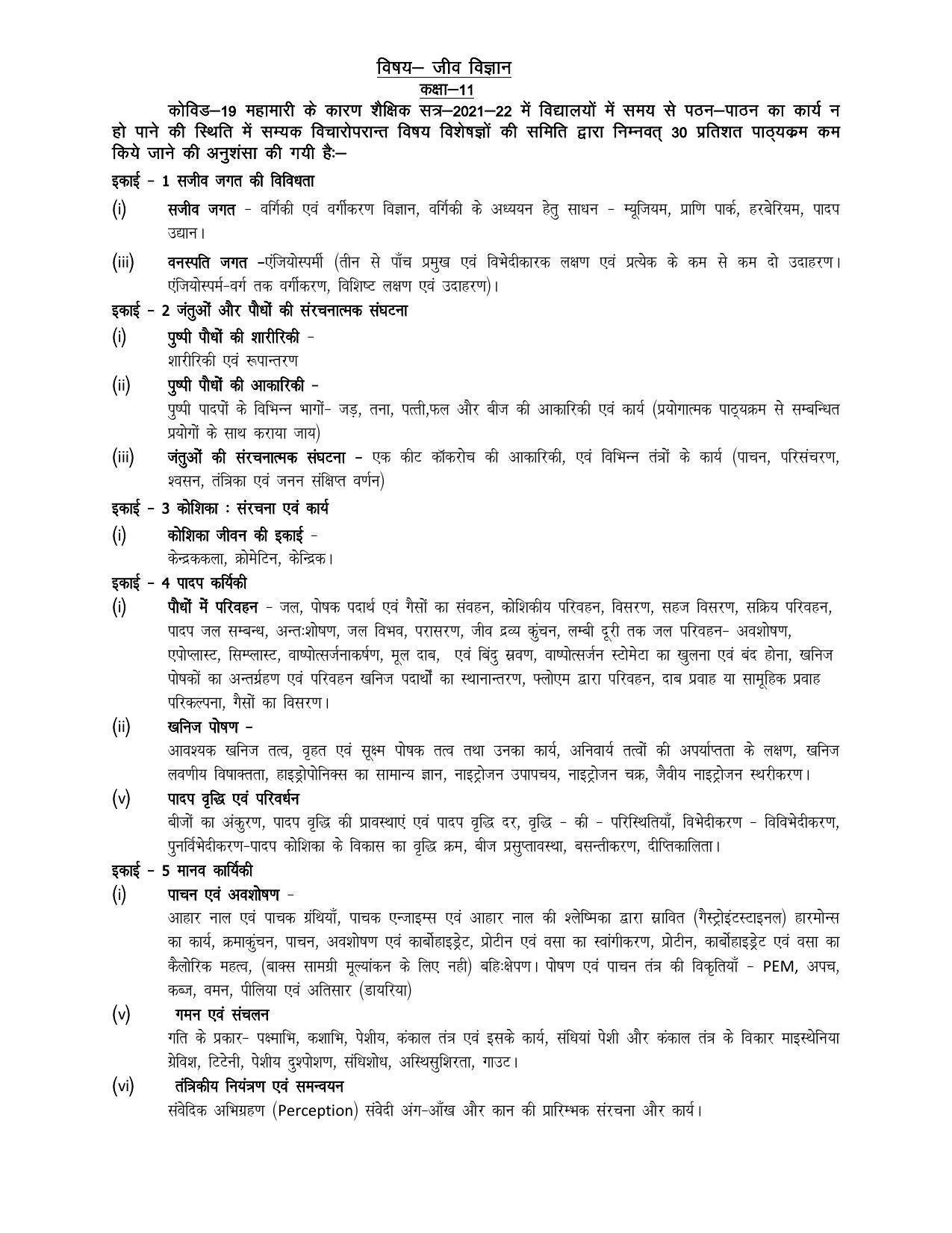 UP Board 11th Syllabus Biology IndCareer Docs
