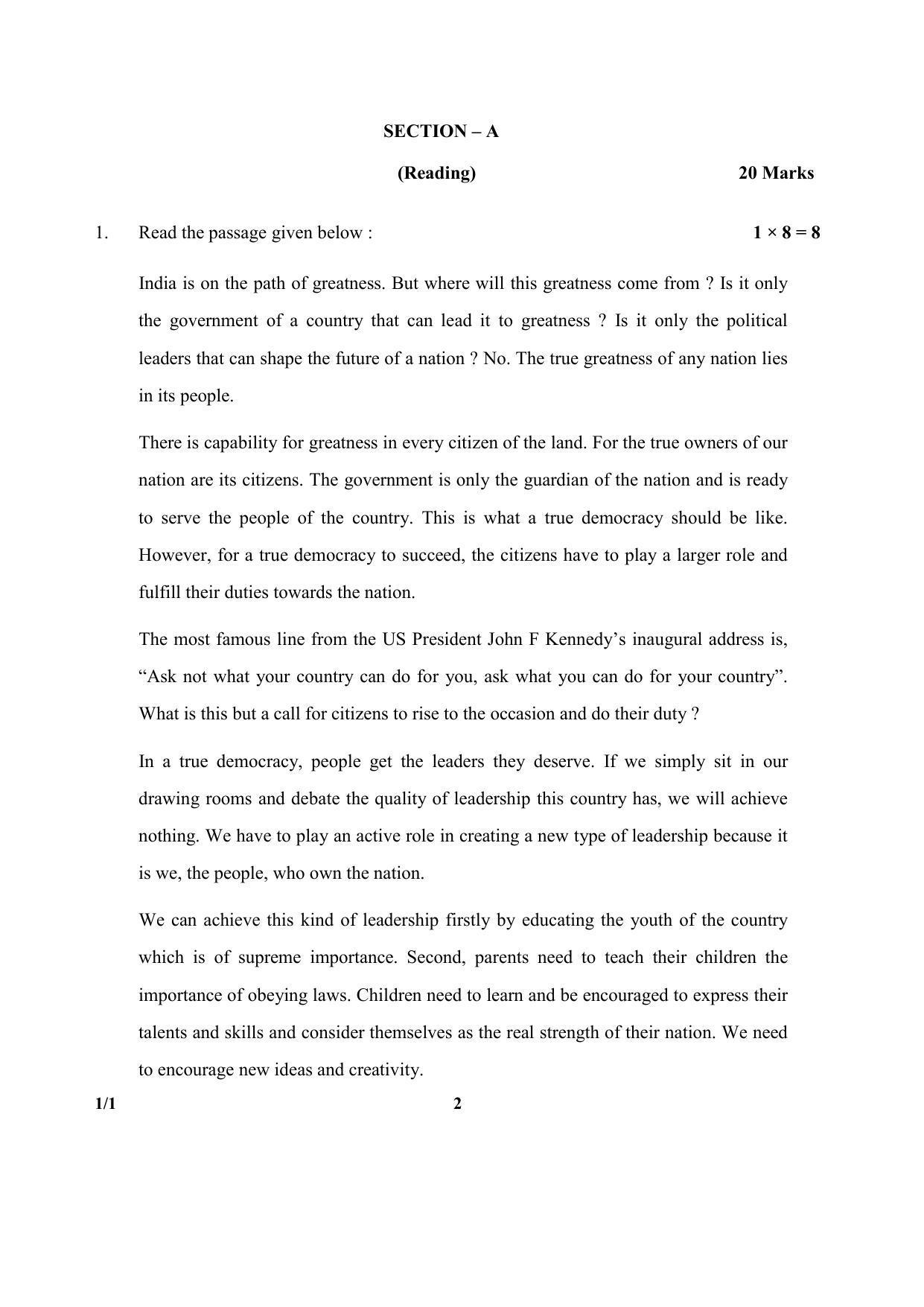 CBSE Class 10 1-1 (English) 2017-comptt Question Paper - Page 2