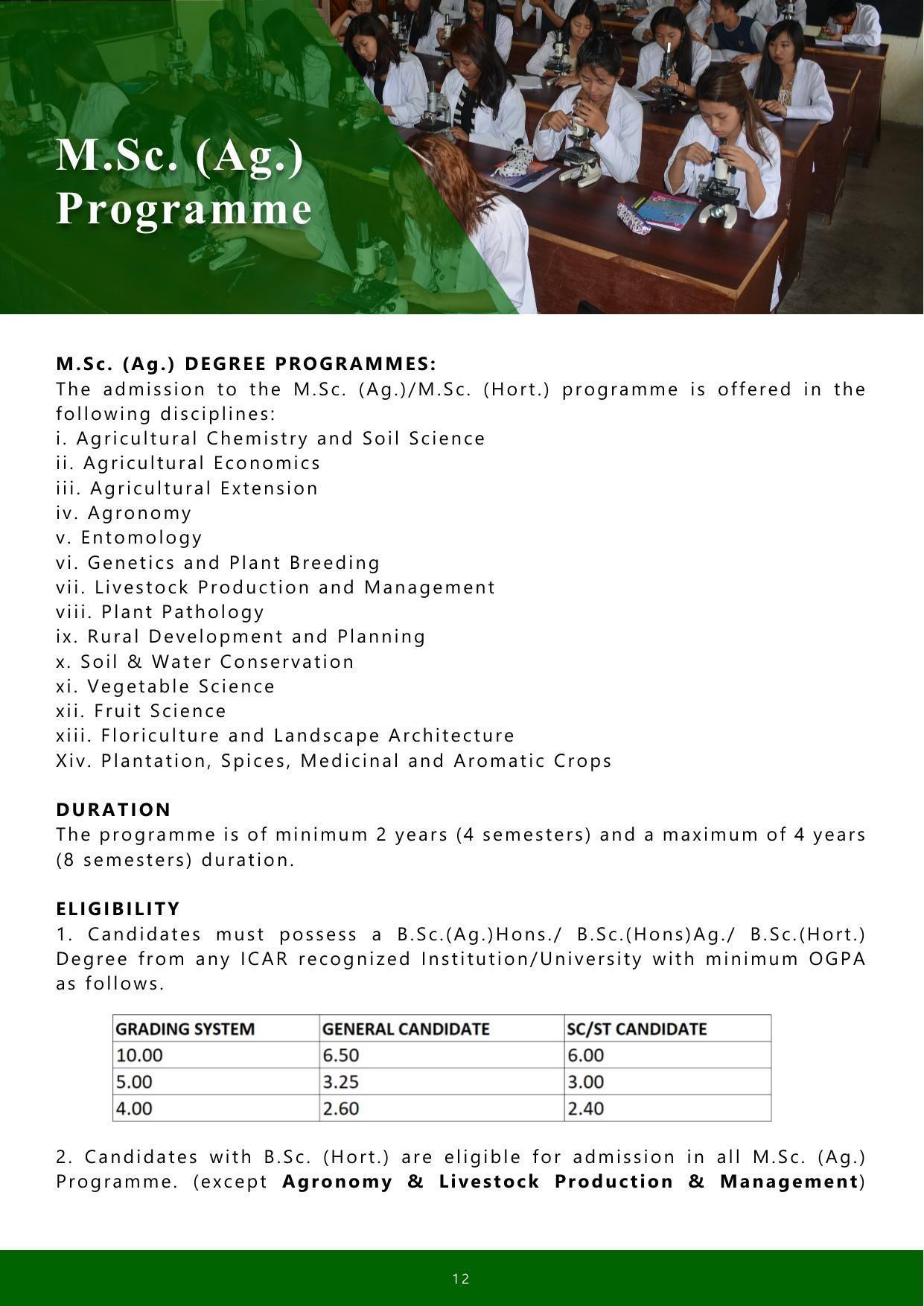 Nagaland University, Kohima SASRD brochure 2021-22 - Page 12
