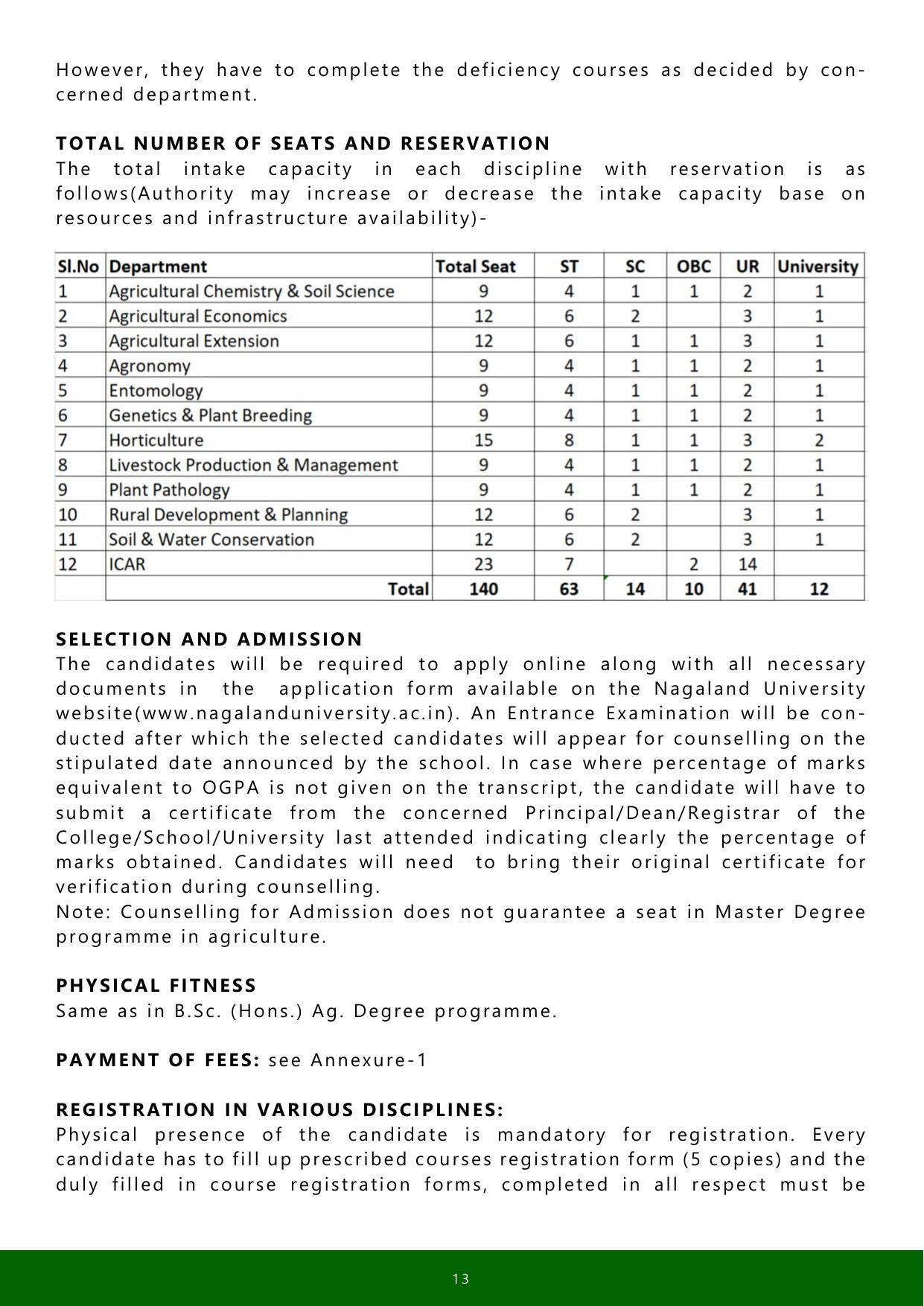Nagaland University, Kohima SASRD brochure 2021-22 - Page 13