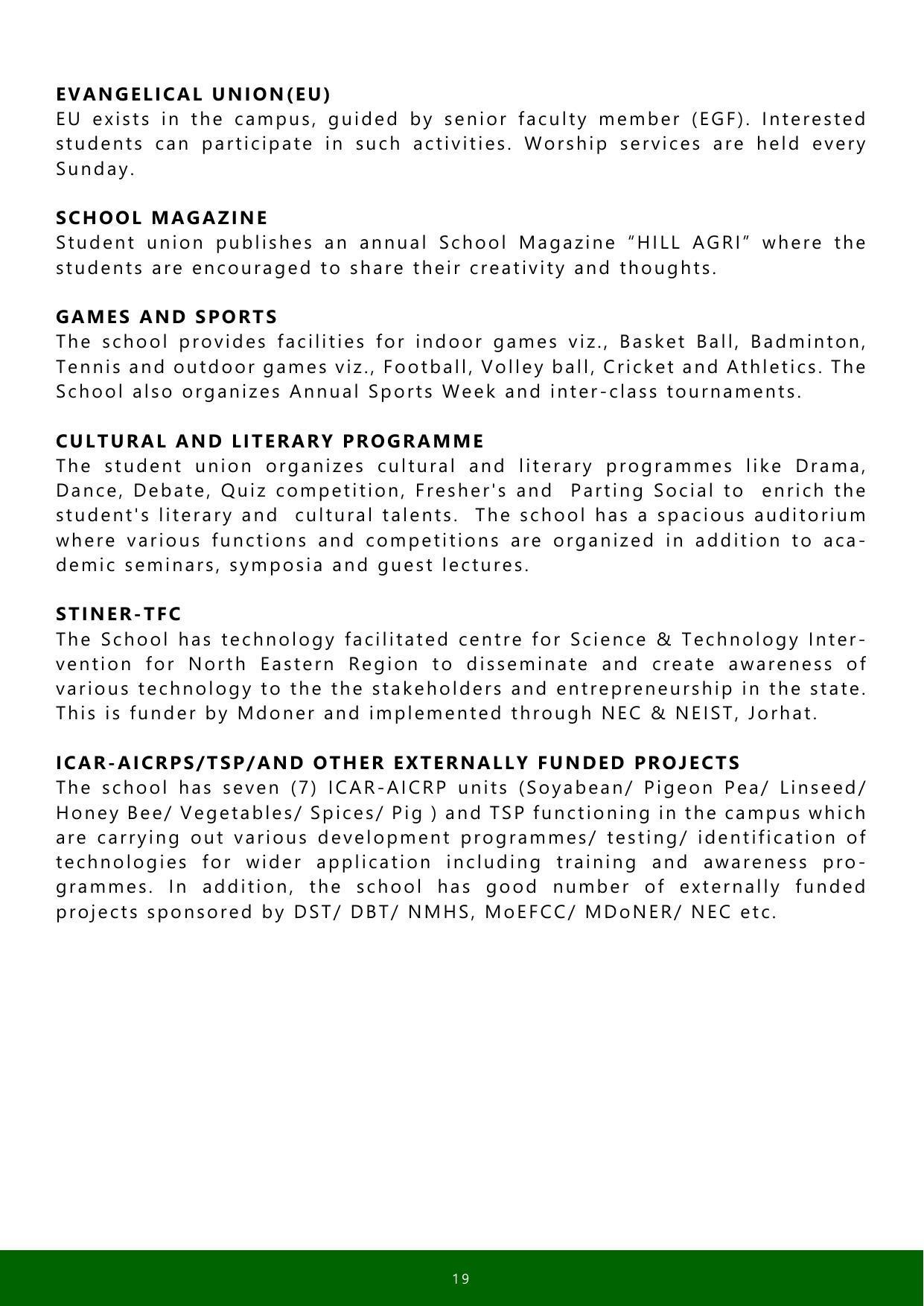 Nagaland University, Kohima SASRD brochure 2021-22 - Page 19