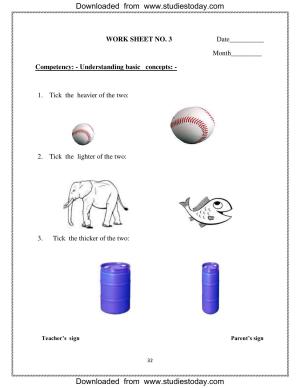 Worksheet for Class 1 Maths Measurement Assignment 3