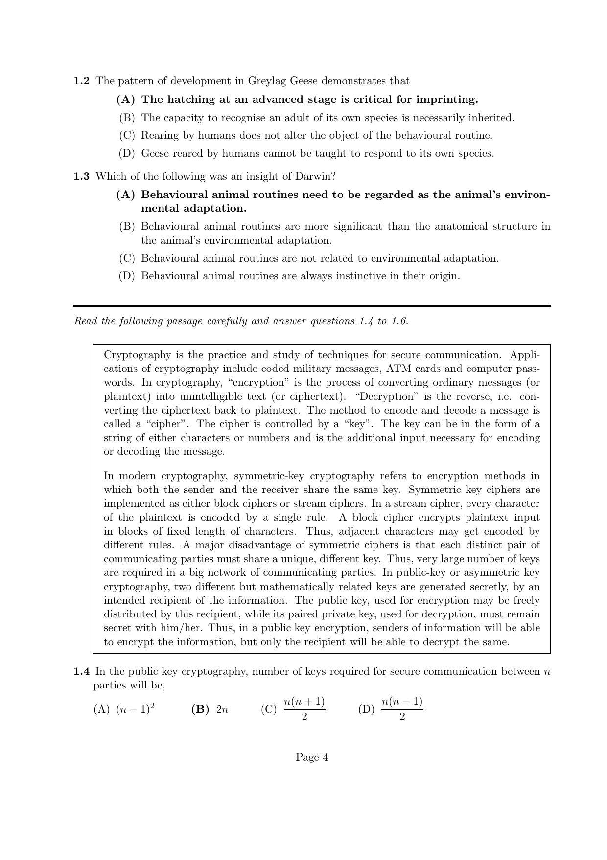 LPU NEST Question Papers 2014 SET A - Page 4