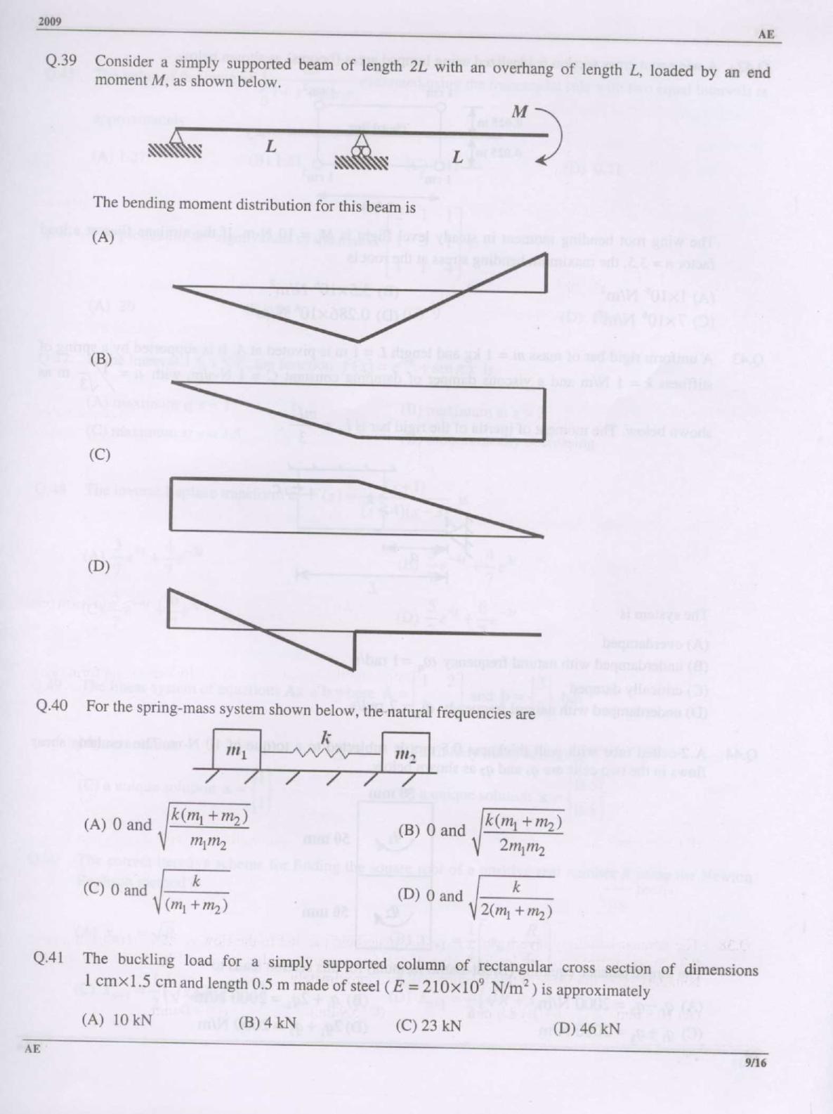GATE 2009 Aerospace Engineering (AE) Question Paper with Answer Key - Page 9