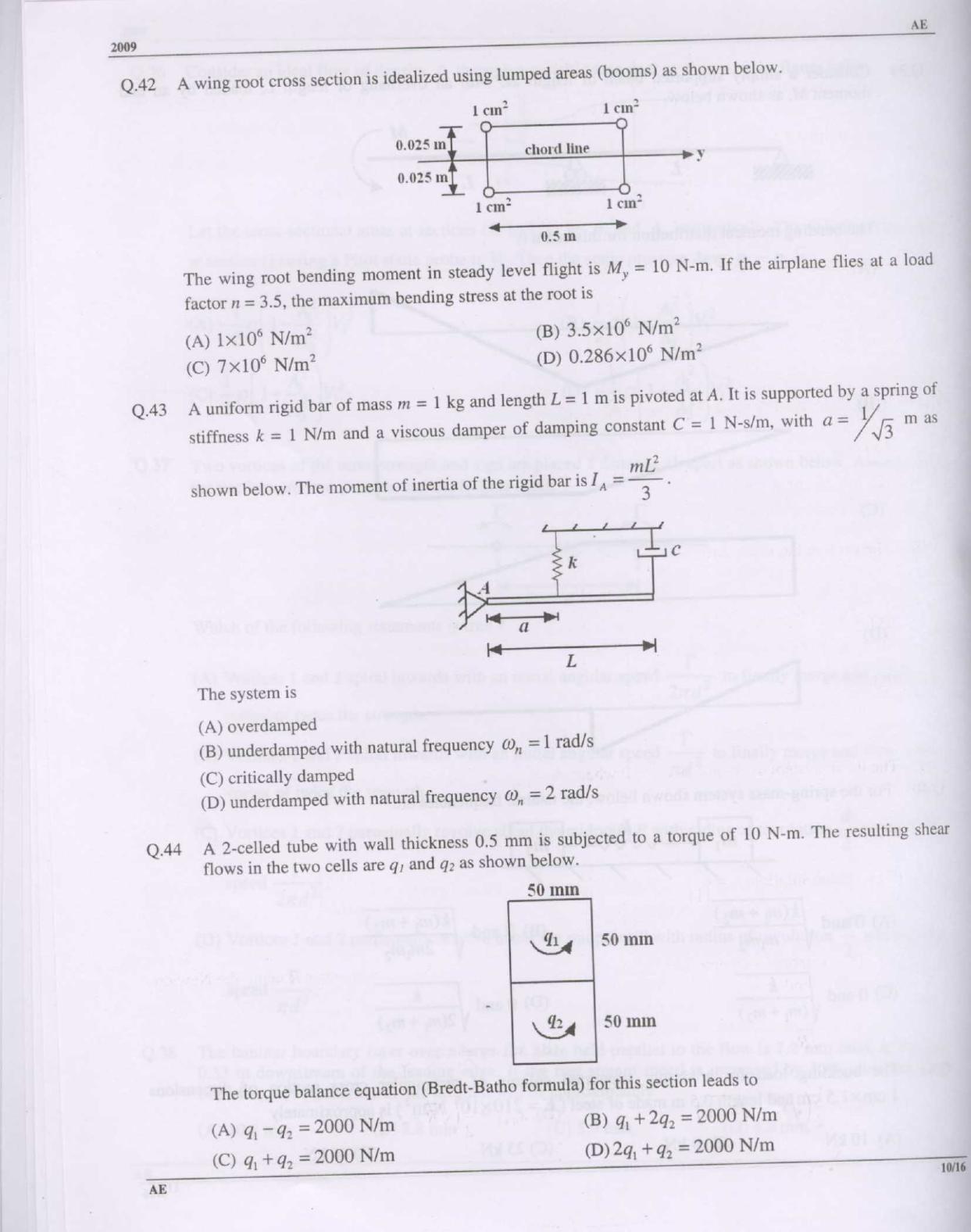 GATE 2009 Aerospace Engineering (AE) Question Paper with Answer Key - Page 10