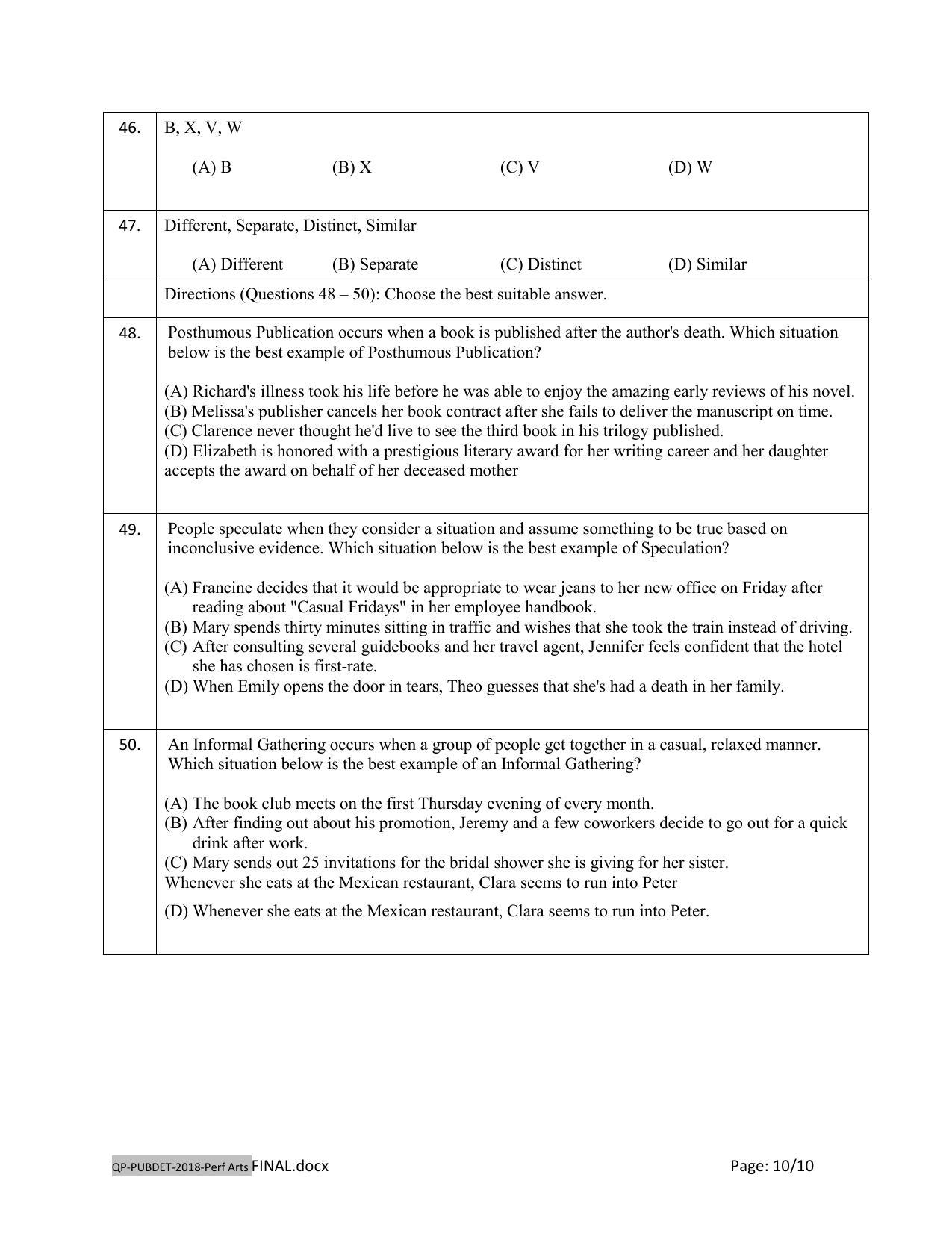 PUBDET 2018 Performing Arts Question Papers - Page 10