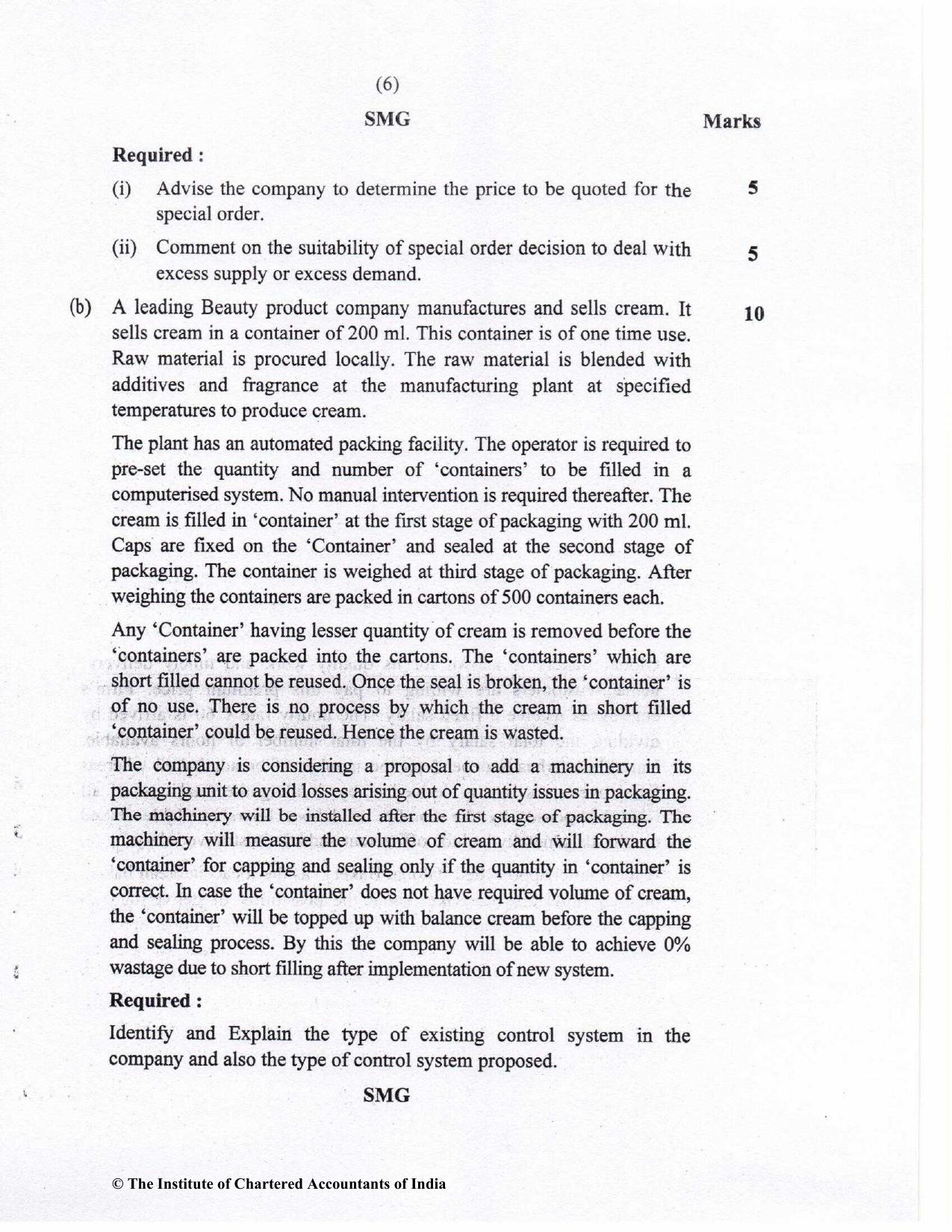 CA Final Nov 2022 Question Paper - Paper 5 – Strategic Cost Management and Performance Evaluation - Page 6