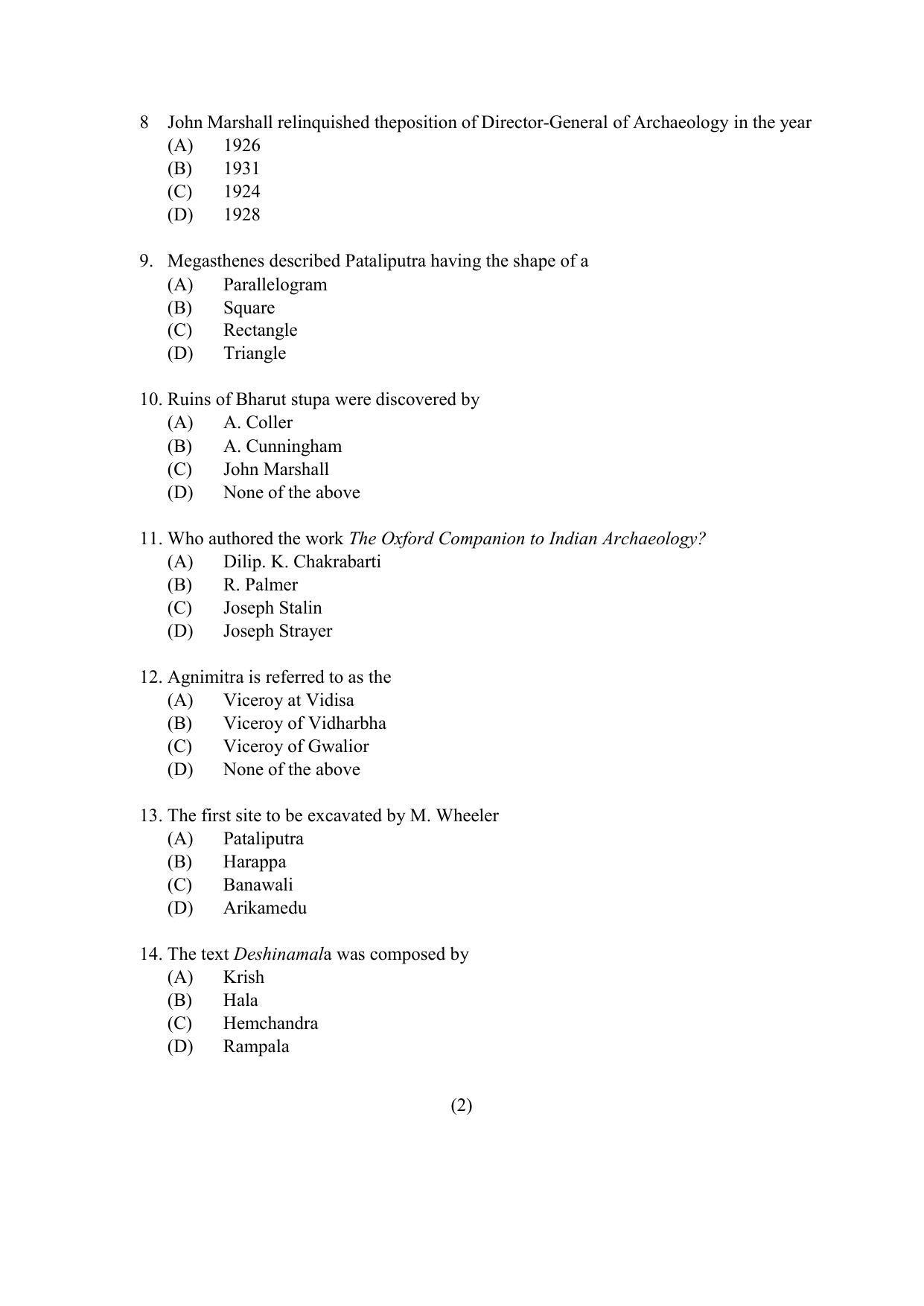 PU MPET Ancient Indian History & Archeology 2021 Question Papers - Page 2