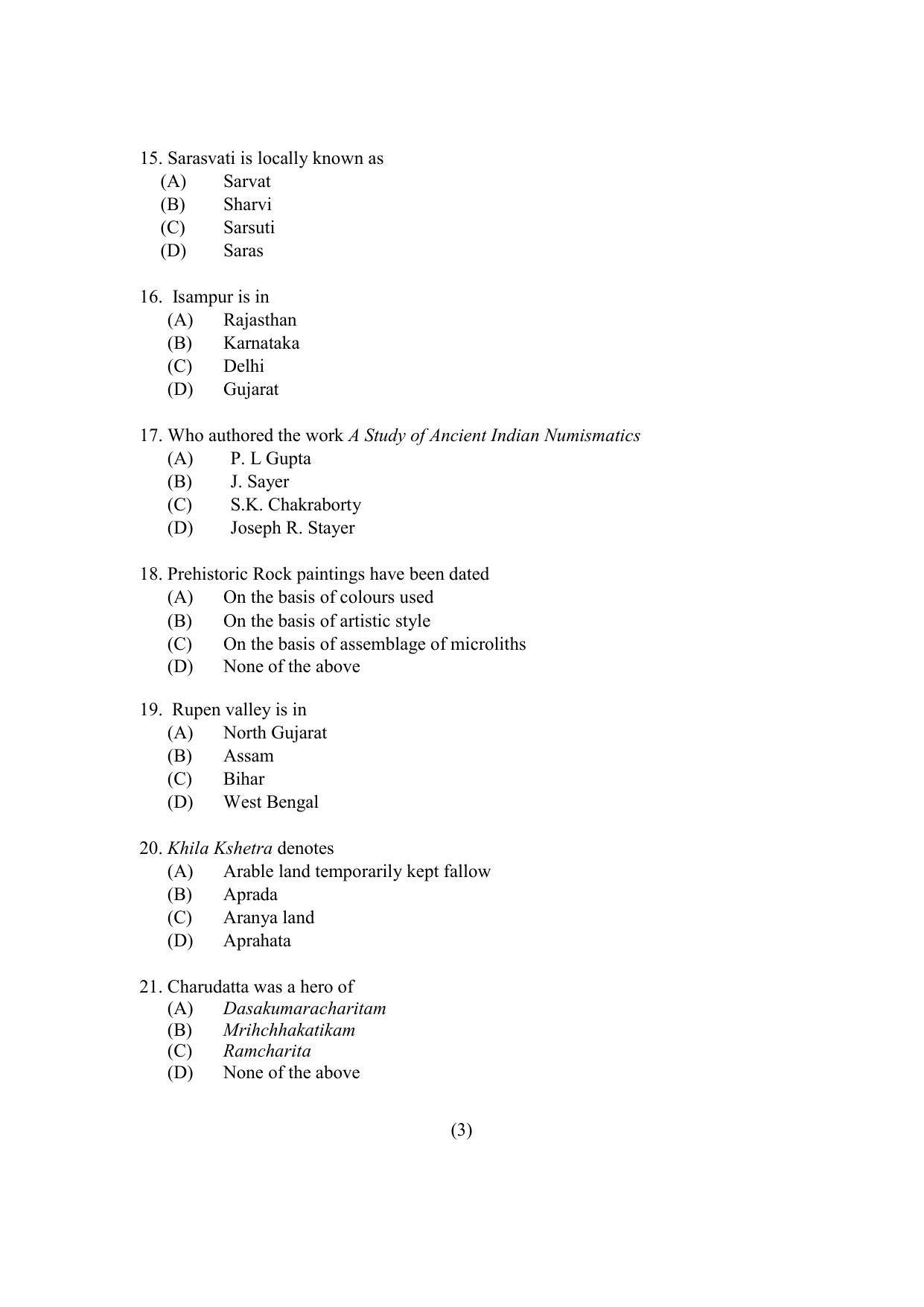 PU MPET Ancient Indian History & Archeology 2021 Question Papers - Page 3
