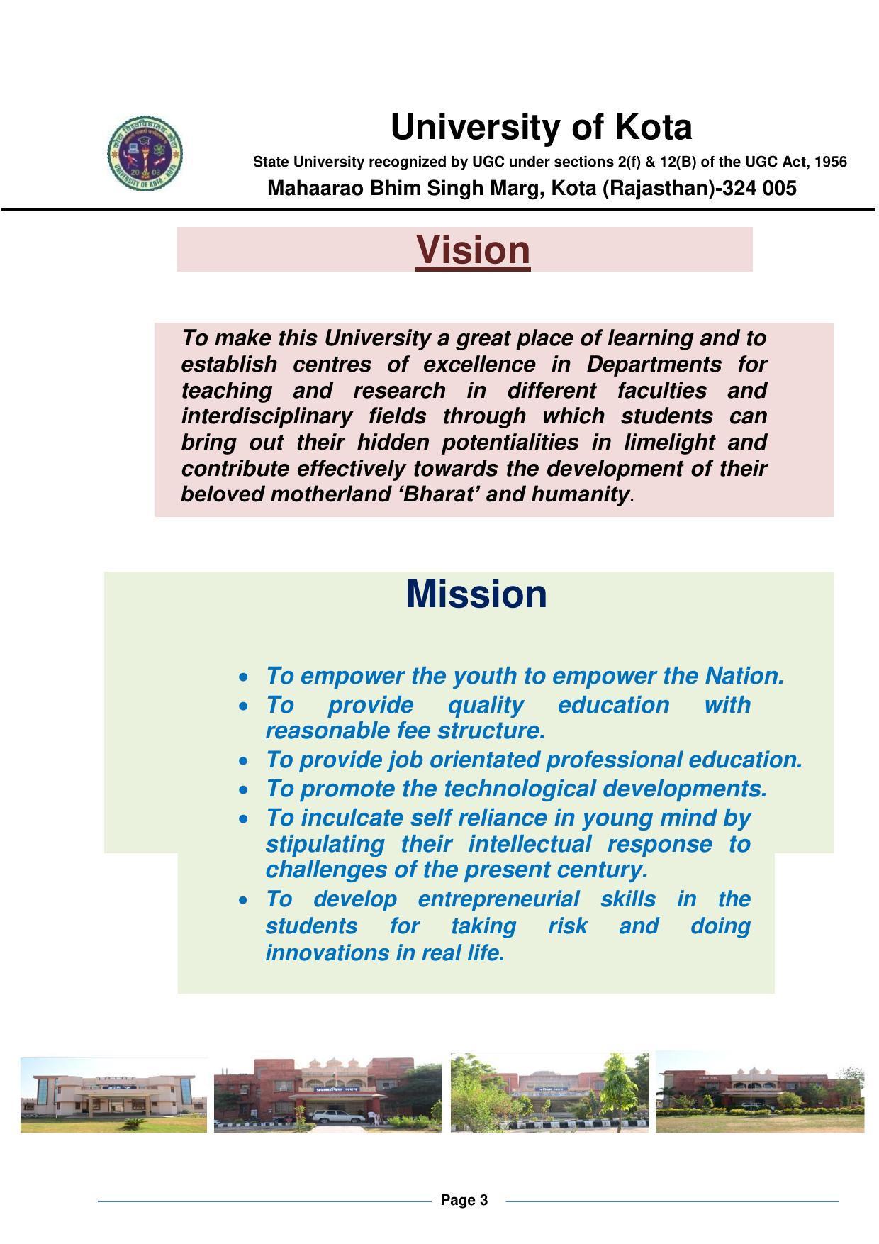 University of Kota, Kota Prospectus 2021-22 - Page 3