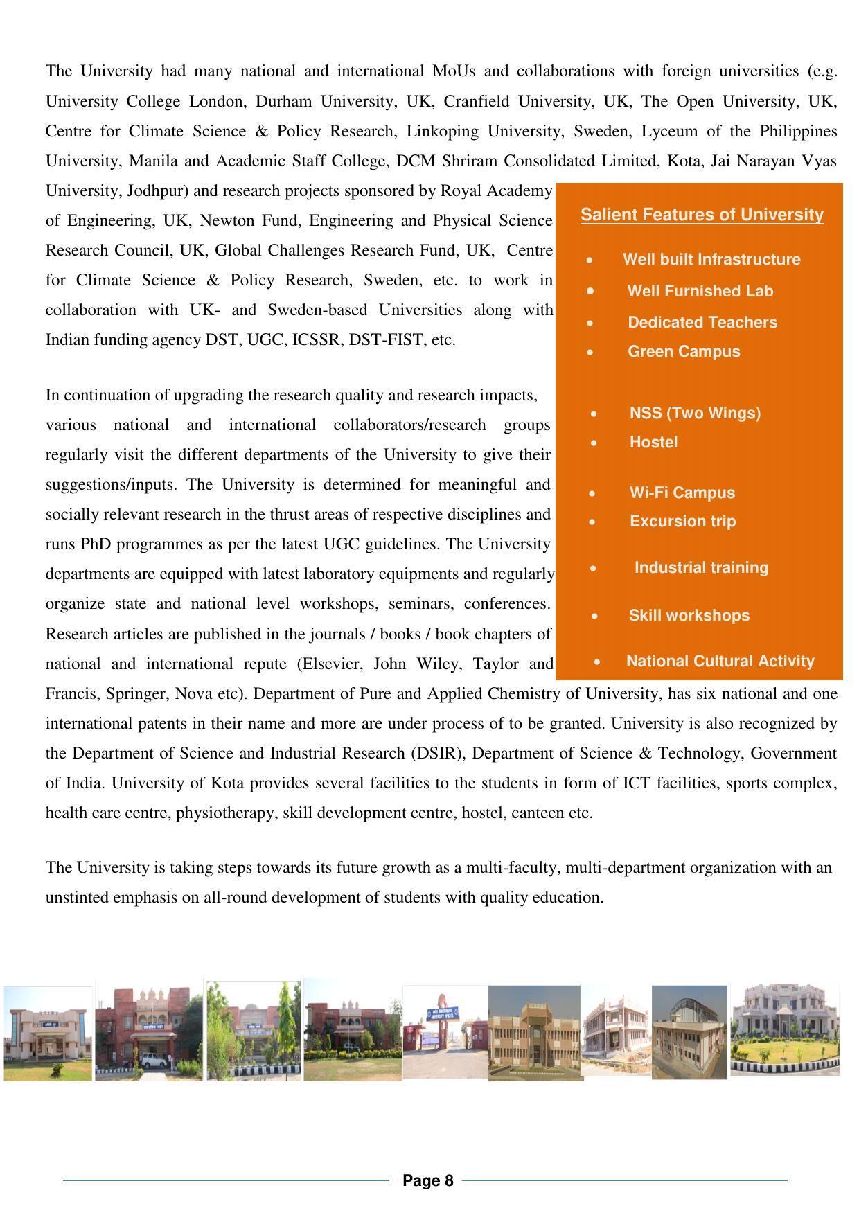 University of Kota, Kota Prospectus 2021-22 - Page 8