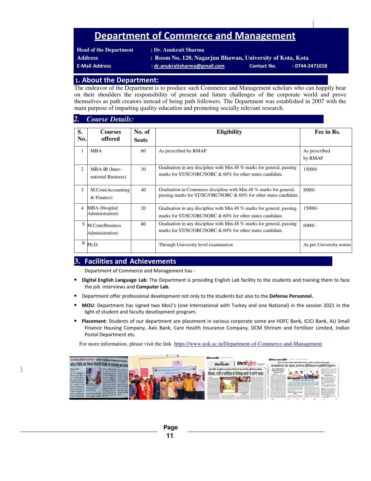 University of Kota, Kota Prospectus 2021-22 - Page 11