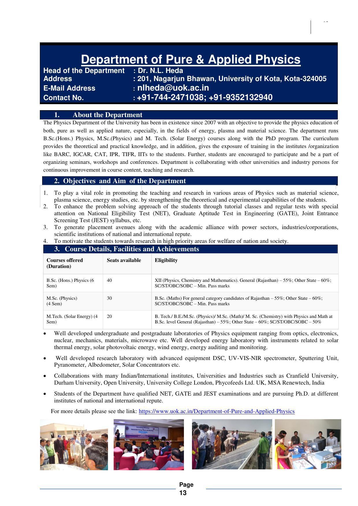 University of Kota, Kota Prospectus 2021-22 - Page 13