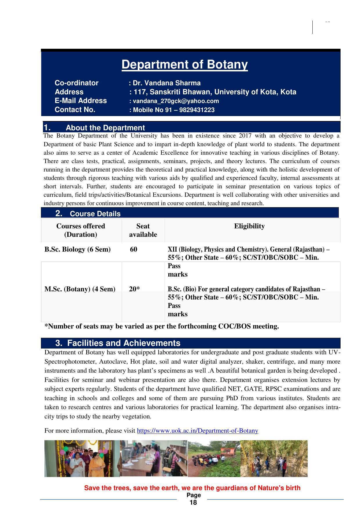 University of Kota, Kota Prospectus 2021-22 - Page 18