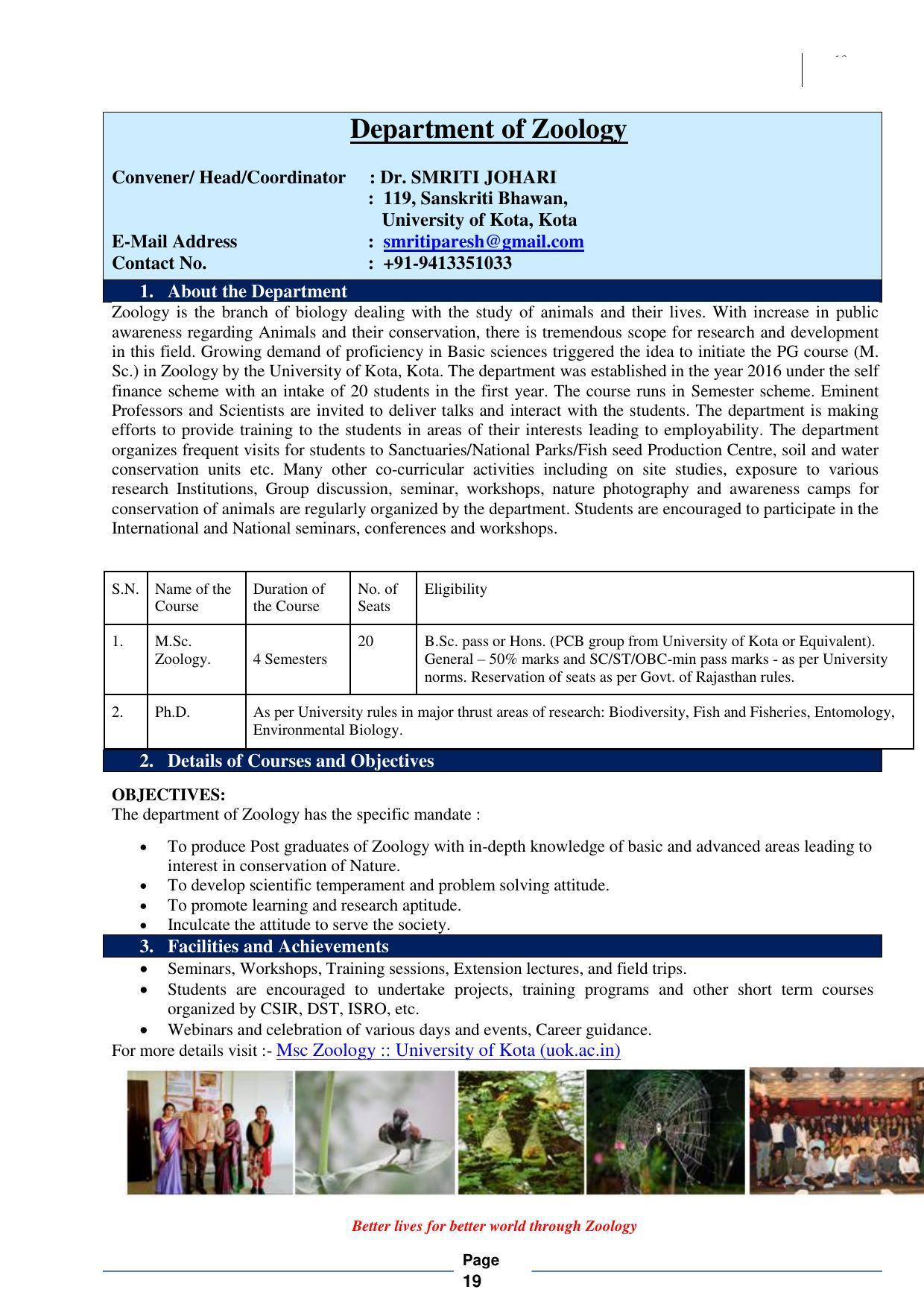 University of Kota, Kota Prospectus 2021-22 - Page 19