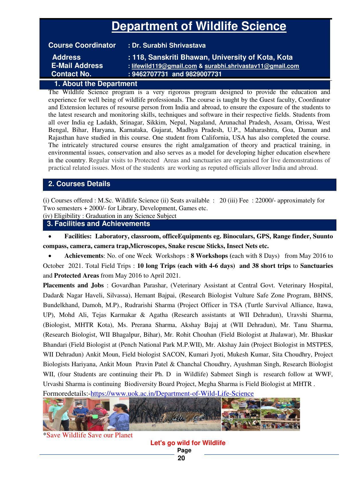 University of Kota, Kota Prospectus 2021-22 - Page 20