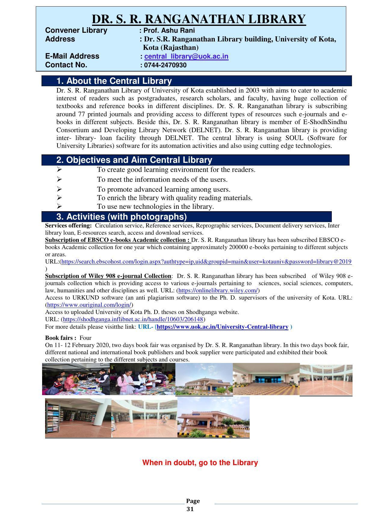 University of Kota, Kota Prospectus 2021-22 - Page 31
