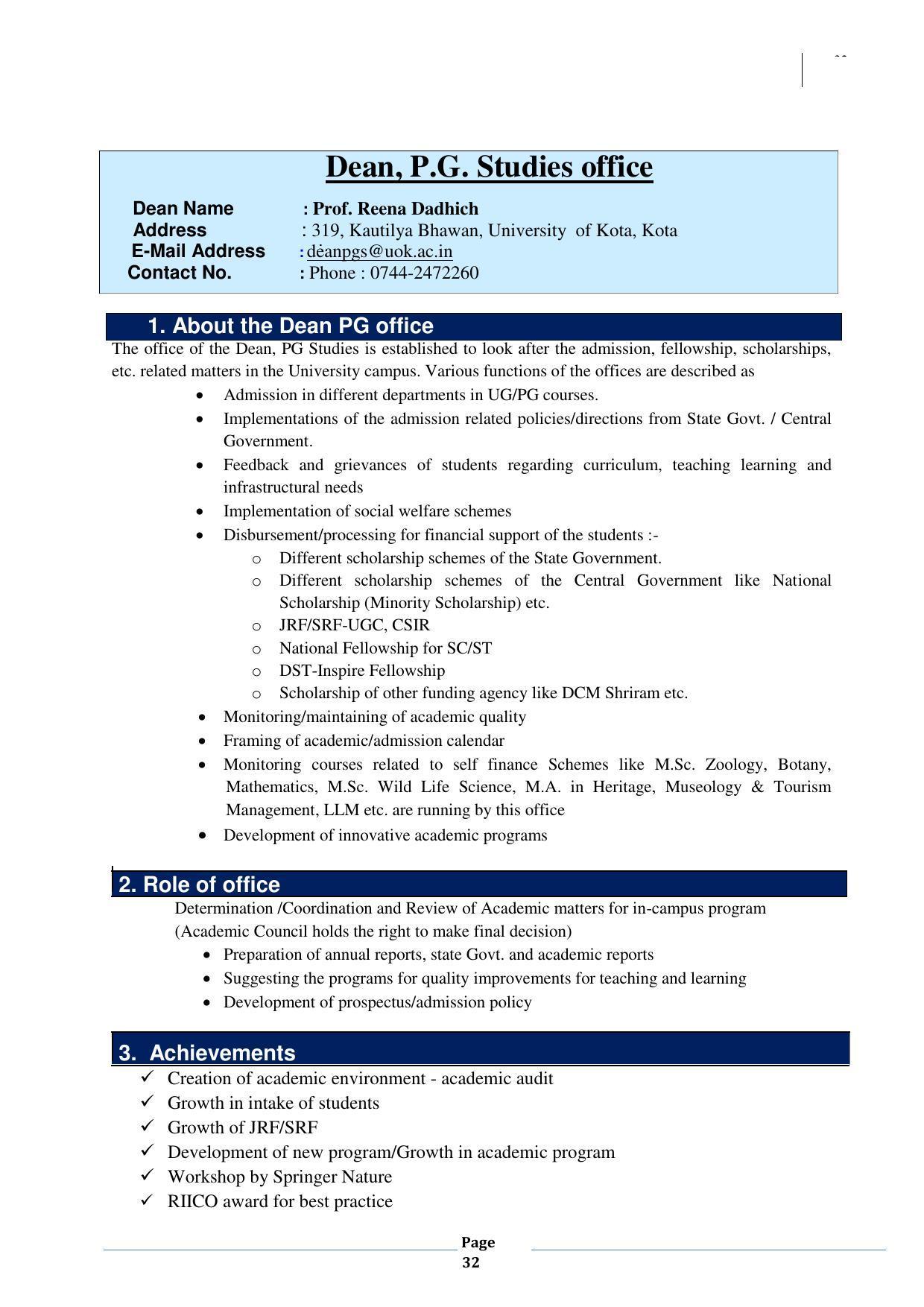 University of Kota, Kota Prospectus 2021-22 - Page 32