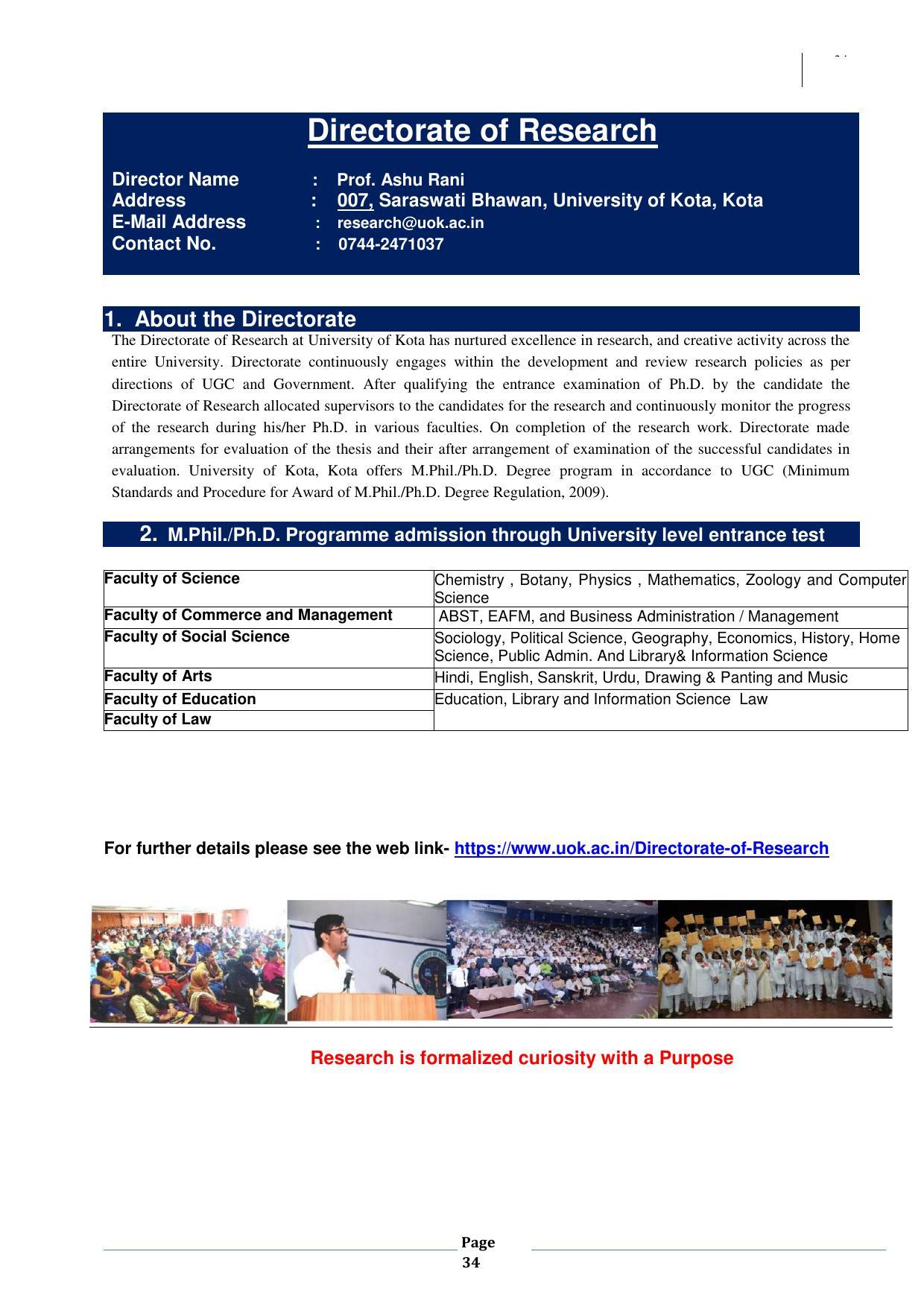 University of Kota, Kota Prospectus 2021-22 - Page 34