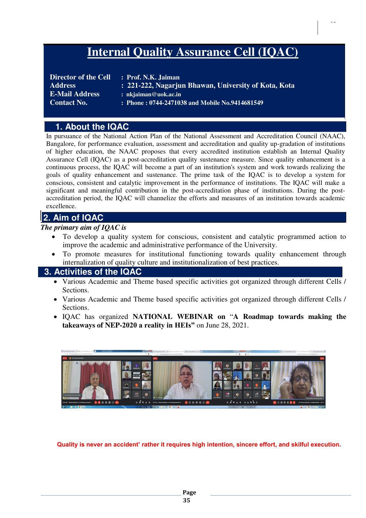 University of Kota, Kota Prospectus 2021-22 - Page 35