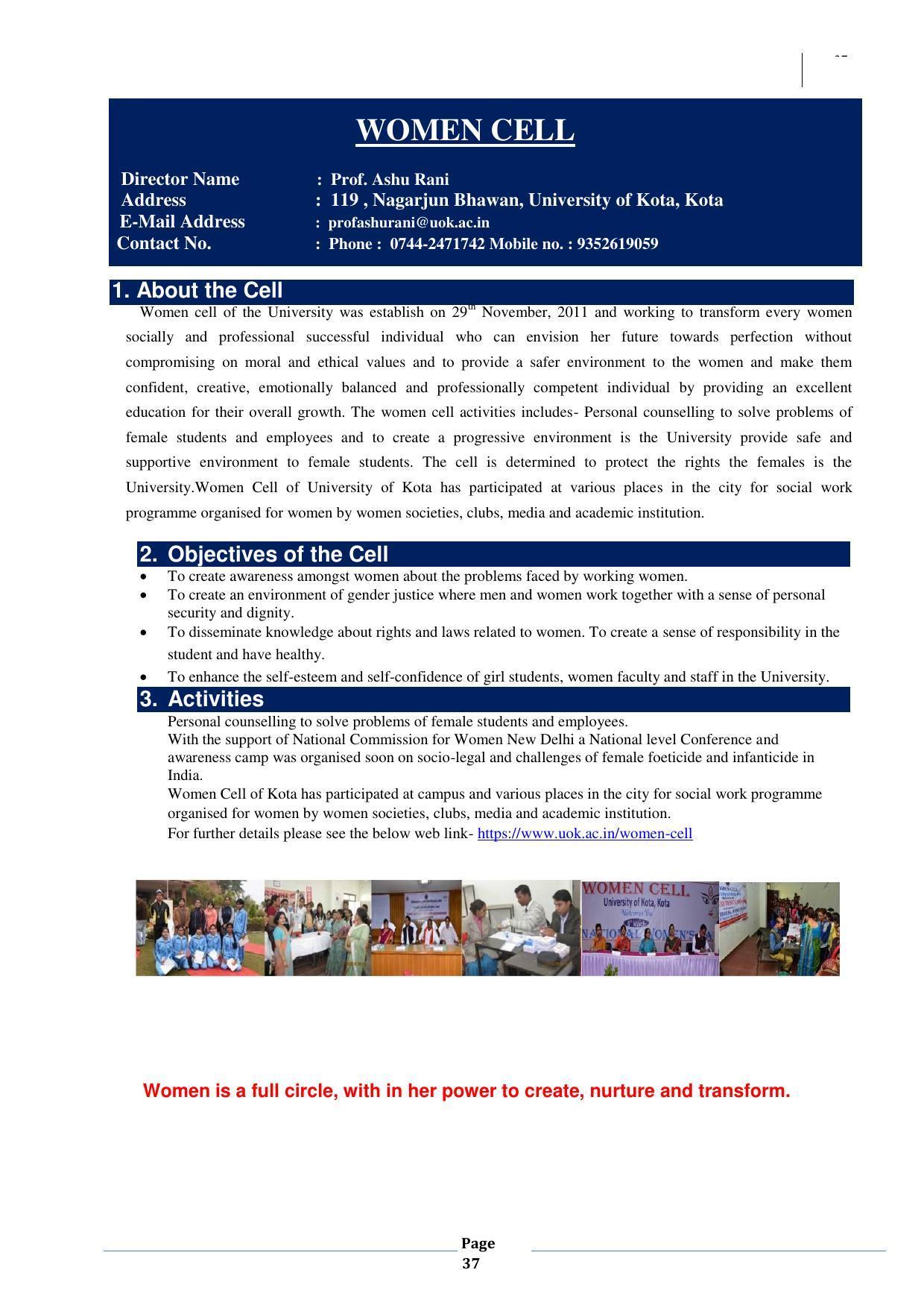 University of Kota, Kota Prospectus 2021-22 - Page 37