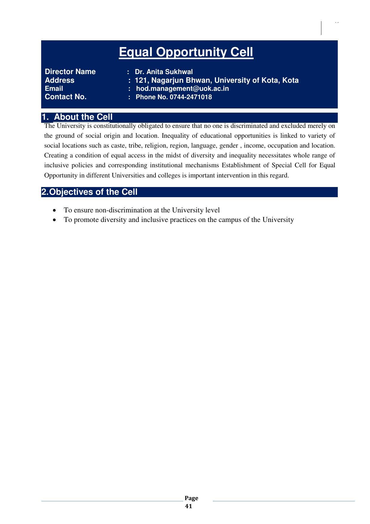 University of Kota, Kota Prospectus 2021-22 - Page 41