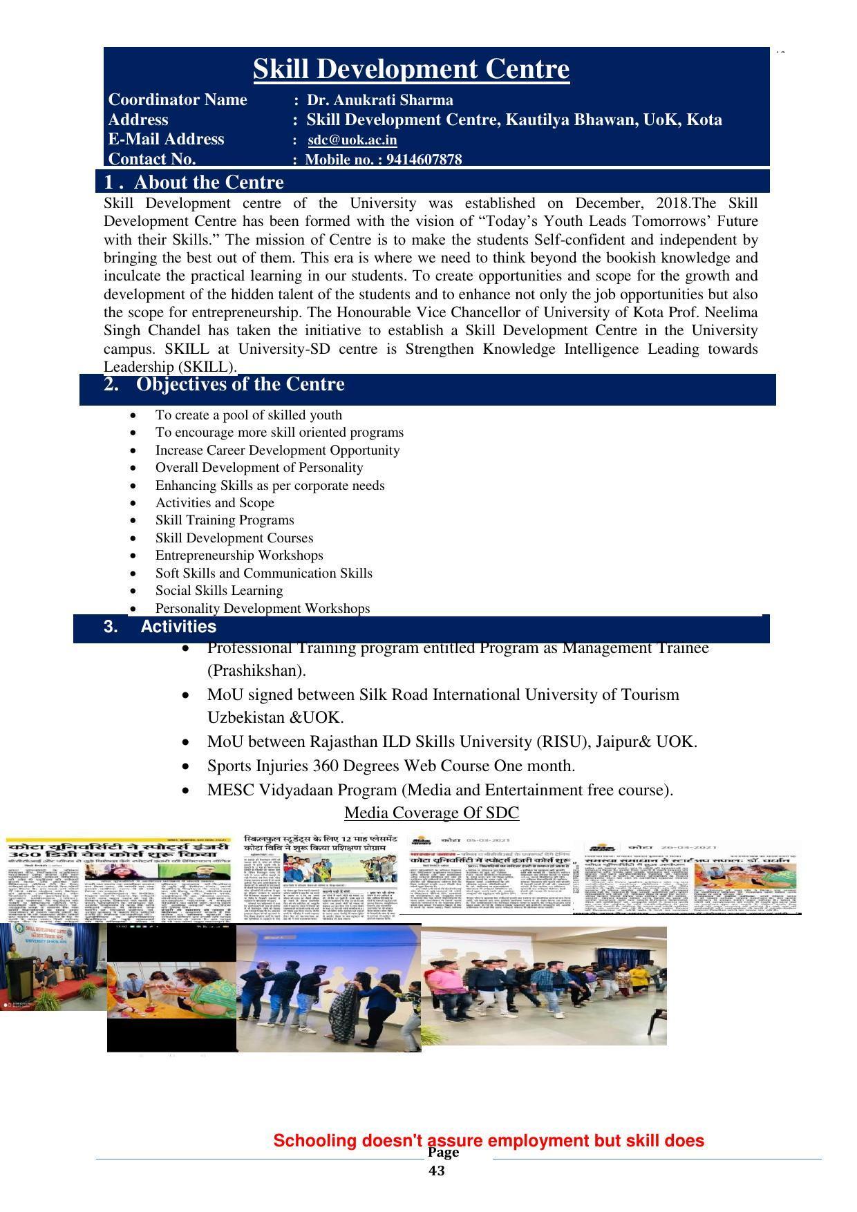 University of Kota, Kota Prospectus 2021-22 - Page 43