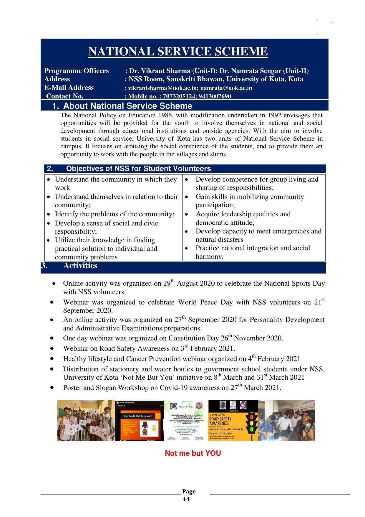 University of Kota, Kota Prospectus 2021-22 - Page 44