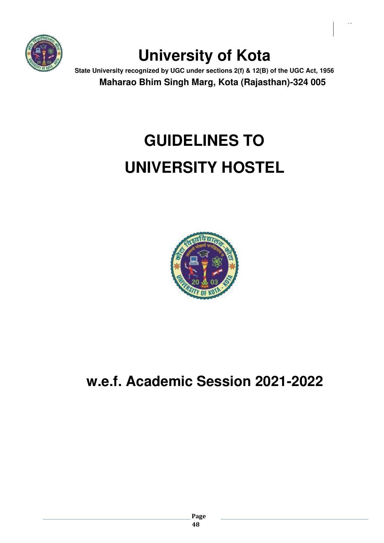 University of Kota, Kota Prospectus 2021-22 - Page 48