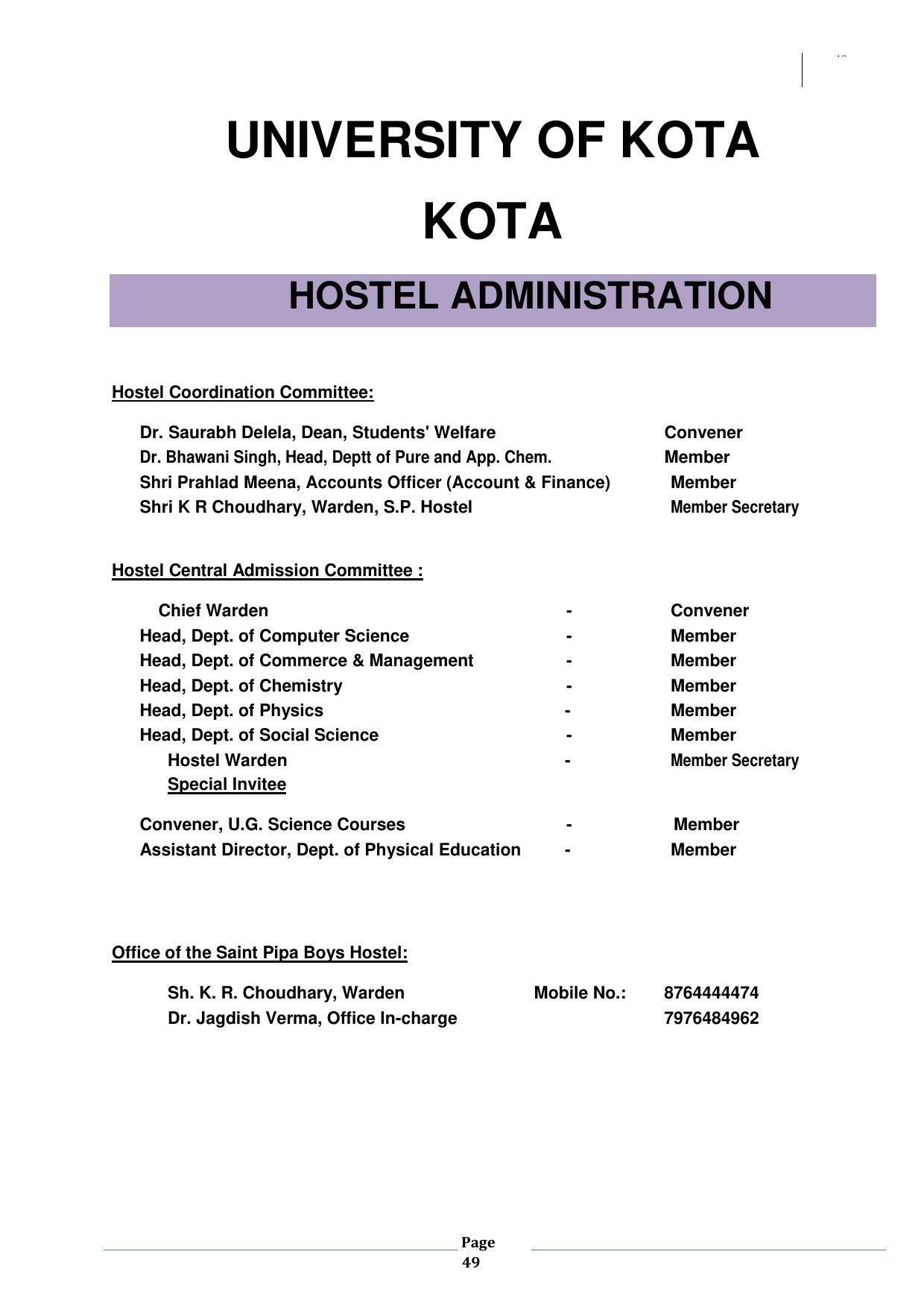 University of Kota, Kota Prospectus 2021-22 - Page 49